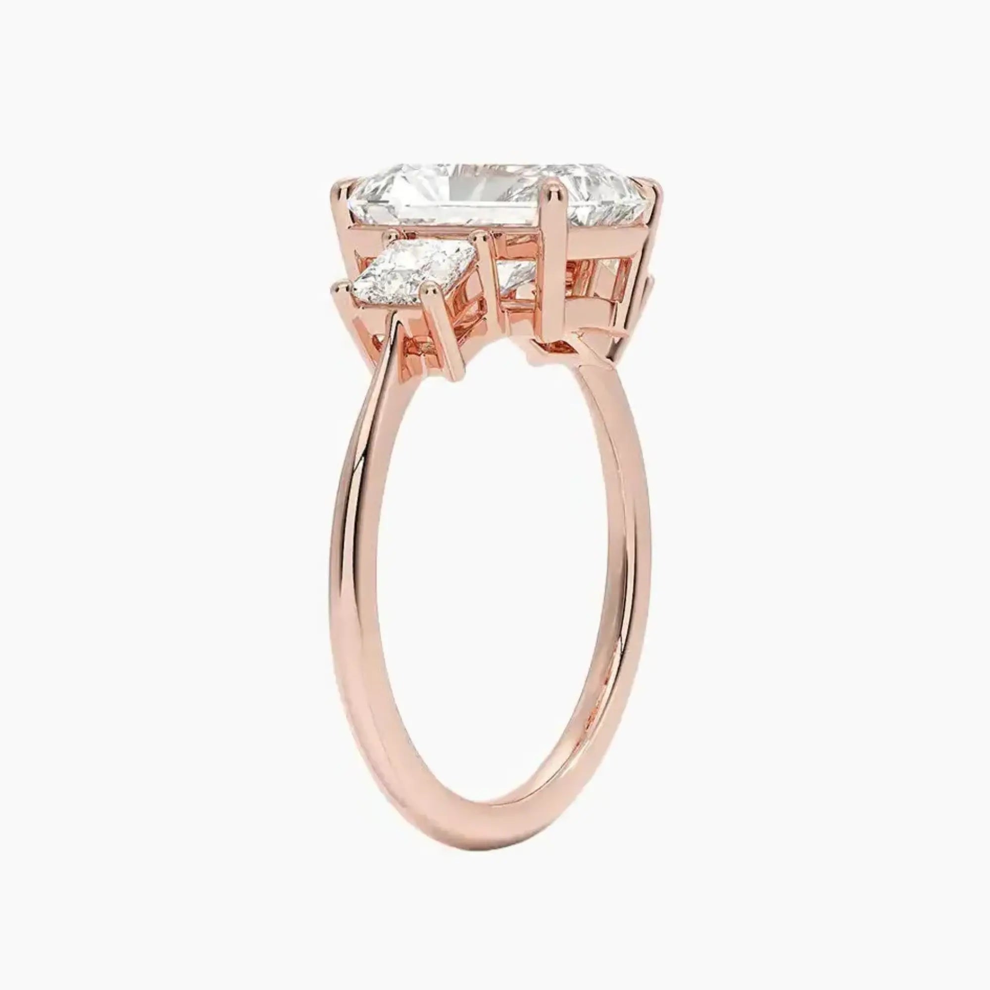 Vespera Radiant Three Stone 1 Carat Lab Grown Diamond Engagement Ring in 14K White Gold