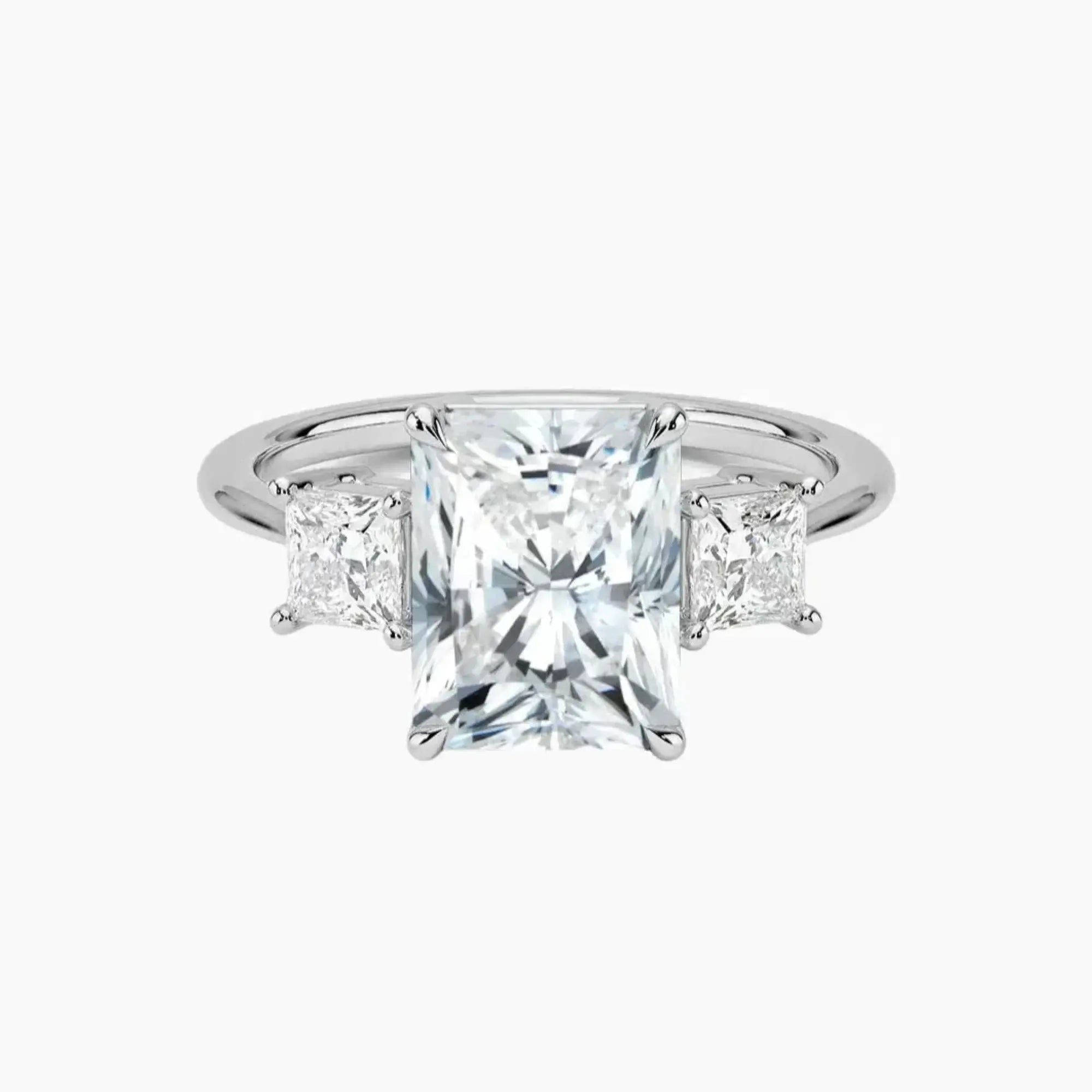 Vespera Radiant Three Stone Diamond Ring Setting in 18K White Gold