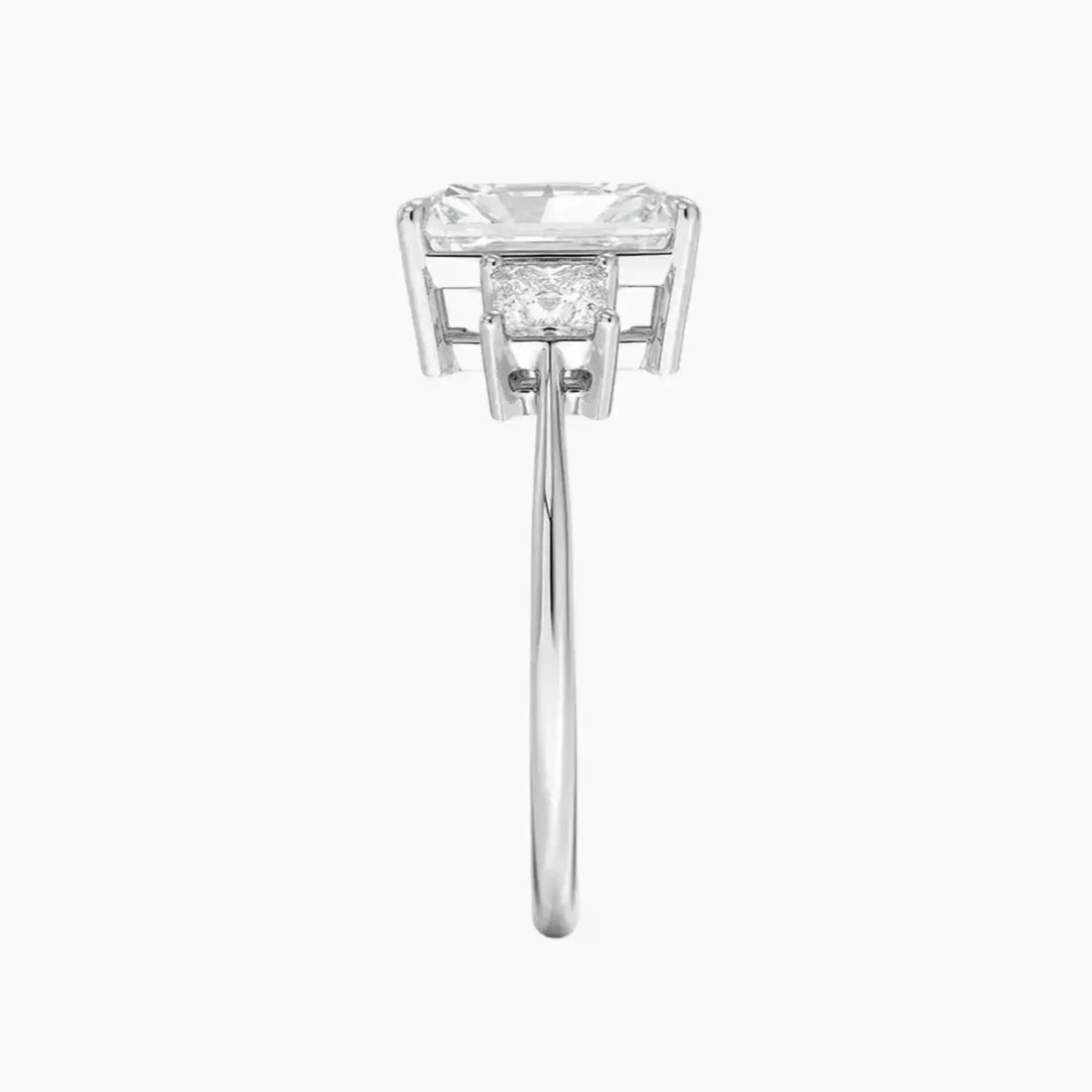 Vespera Radiant Three Stone 2.5 Carat Lab Grown Diamond Engagement Ring in 18K Yellow Gold