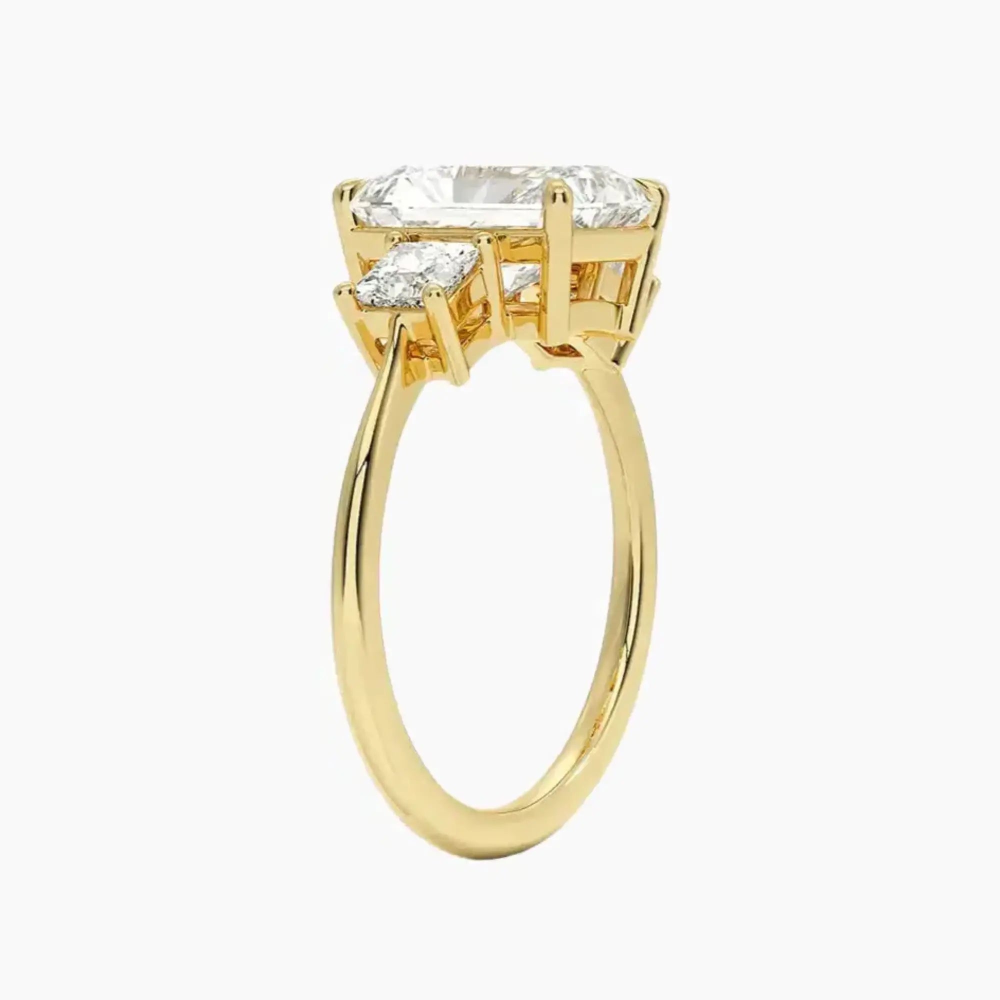 Vespera Radiant Three Stone 2 Carat Lab Grown Diamond Engagement Ring in 18K Rose Gold