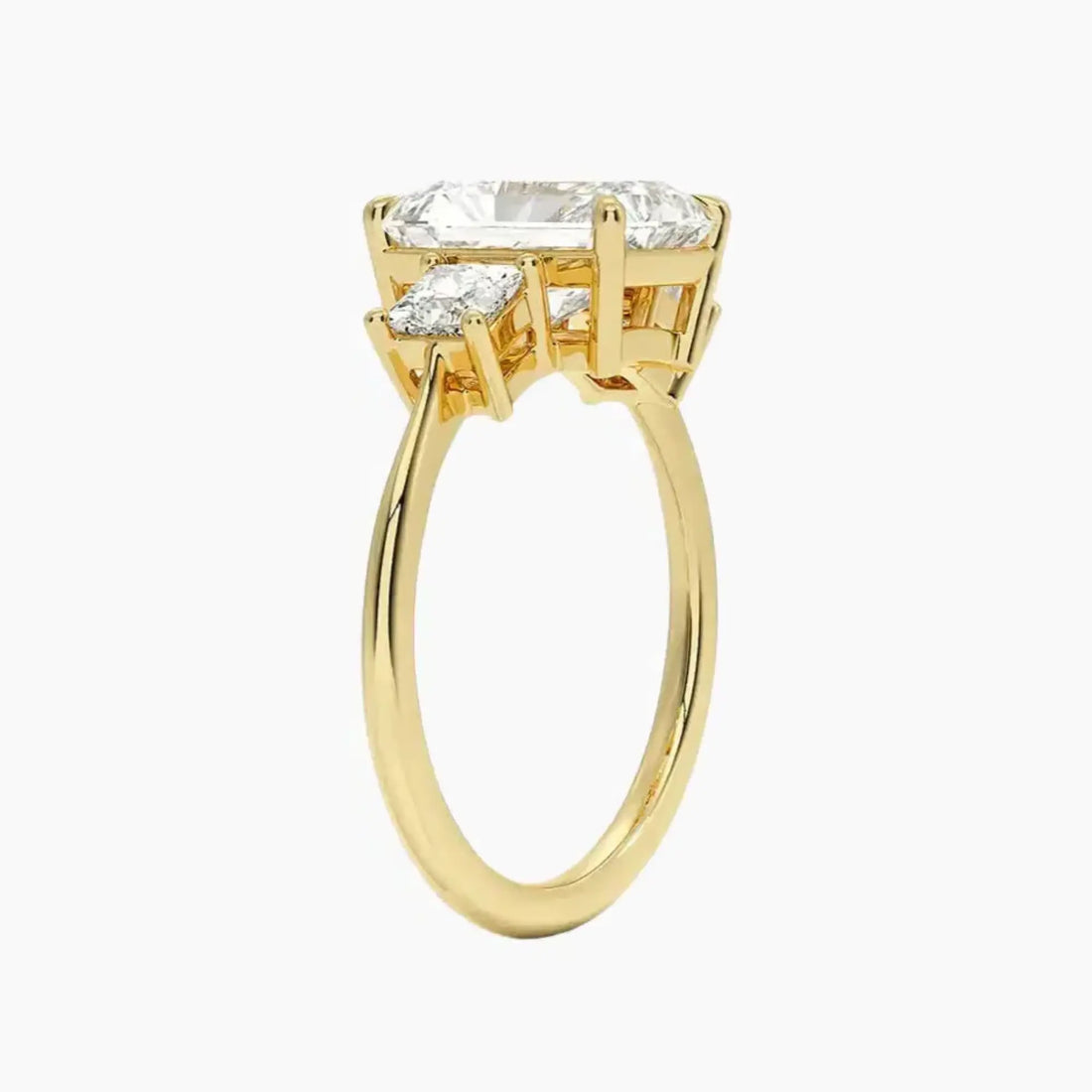 Vespera Radiant Three Stone 1.5 Carat Lab Grown Diamond Engagement Ring in 14K Yellow Gold