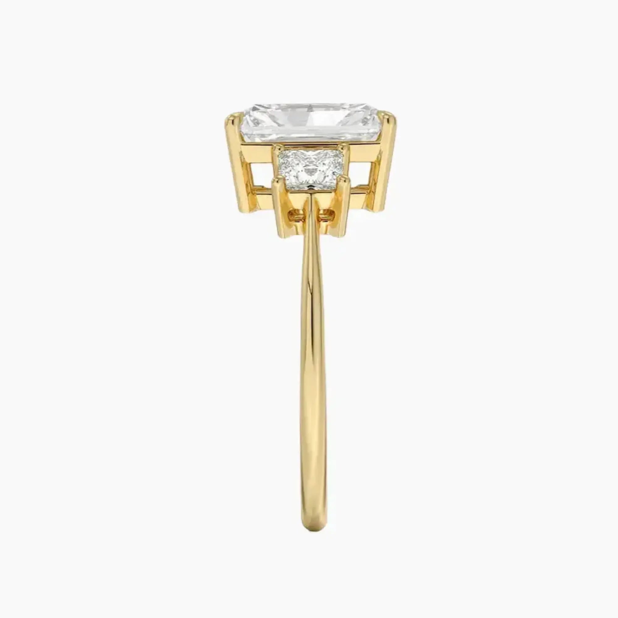 Vespera Radiant Three Stone 3 Carat Lab Grown Diamond Engagement Ring in 18K White Gold