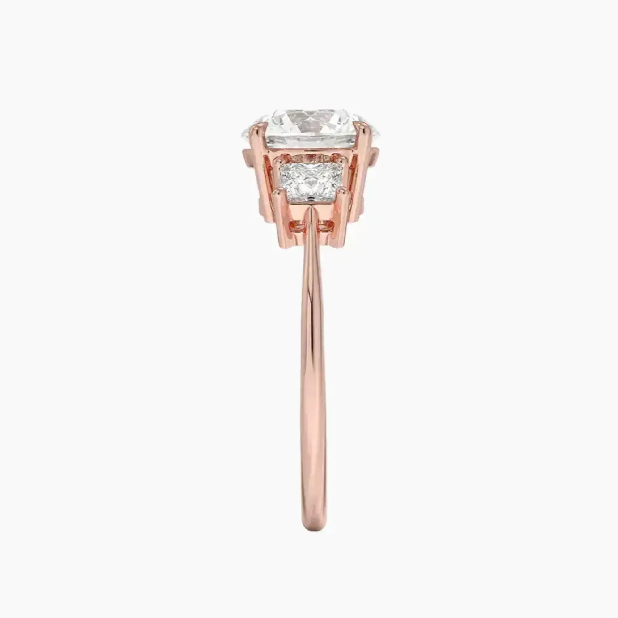 Vespera Round Three Stone 1 Carat Lab Grown Diamond Engagement Ring in 14K Rose Gold