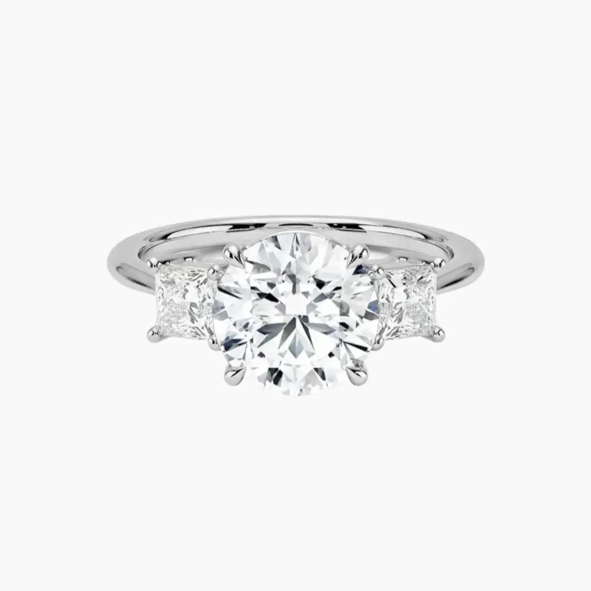 Vespera Round Three Stone 2 Carat Lab Grown Diamond Engagement Ring in 18K Rose Gold