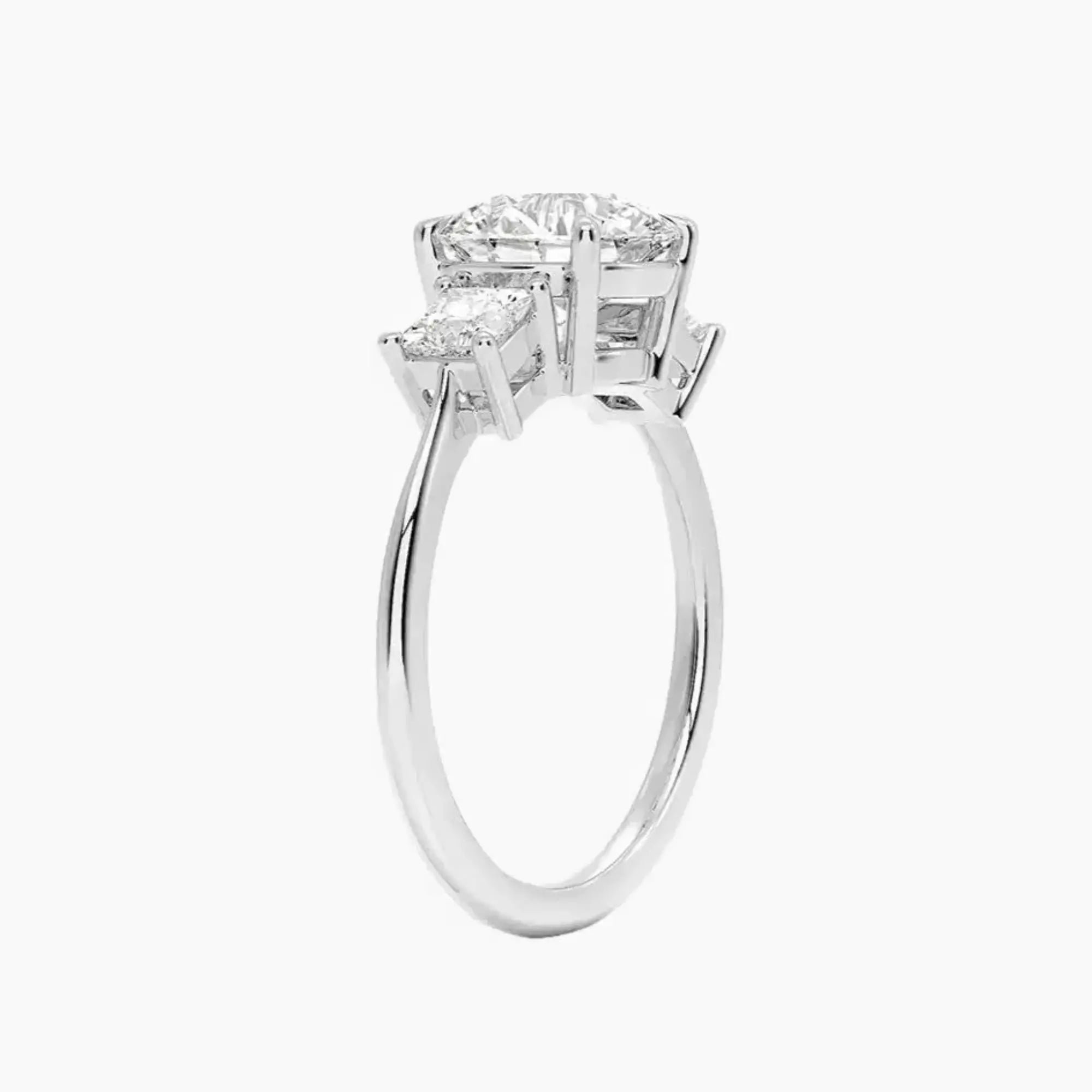 Vespera Round Three Stone Diamond Ring Setting in 14K Rose Gold