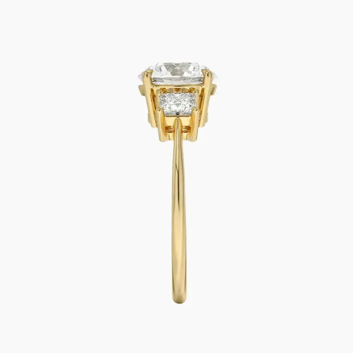 Vespera Round Three Stone 2.5 Carat Lab Grown Diamond Engagement Ring in 18K Rose Gold