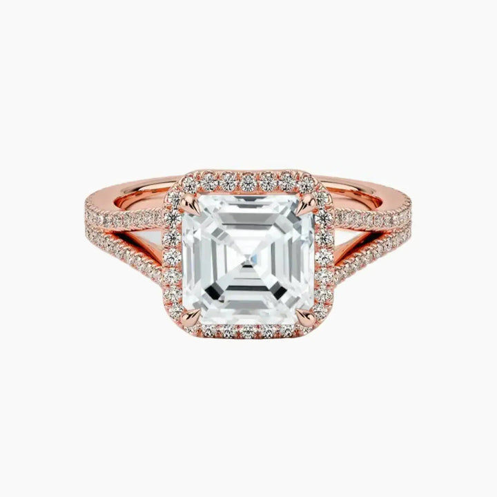 Zephyrine Asscher Designer 1 Carat Lab Grown Diamond Engagement Ring in 14K Rose Gold