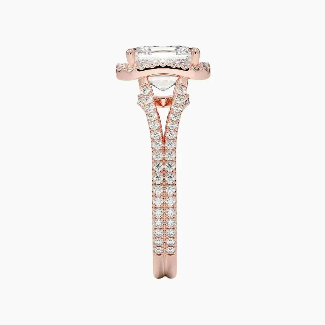 Zephyrine Asscher Designer 3 Carat Lab Grown Diamond Engagement Ring in 18K Rose Gold