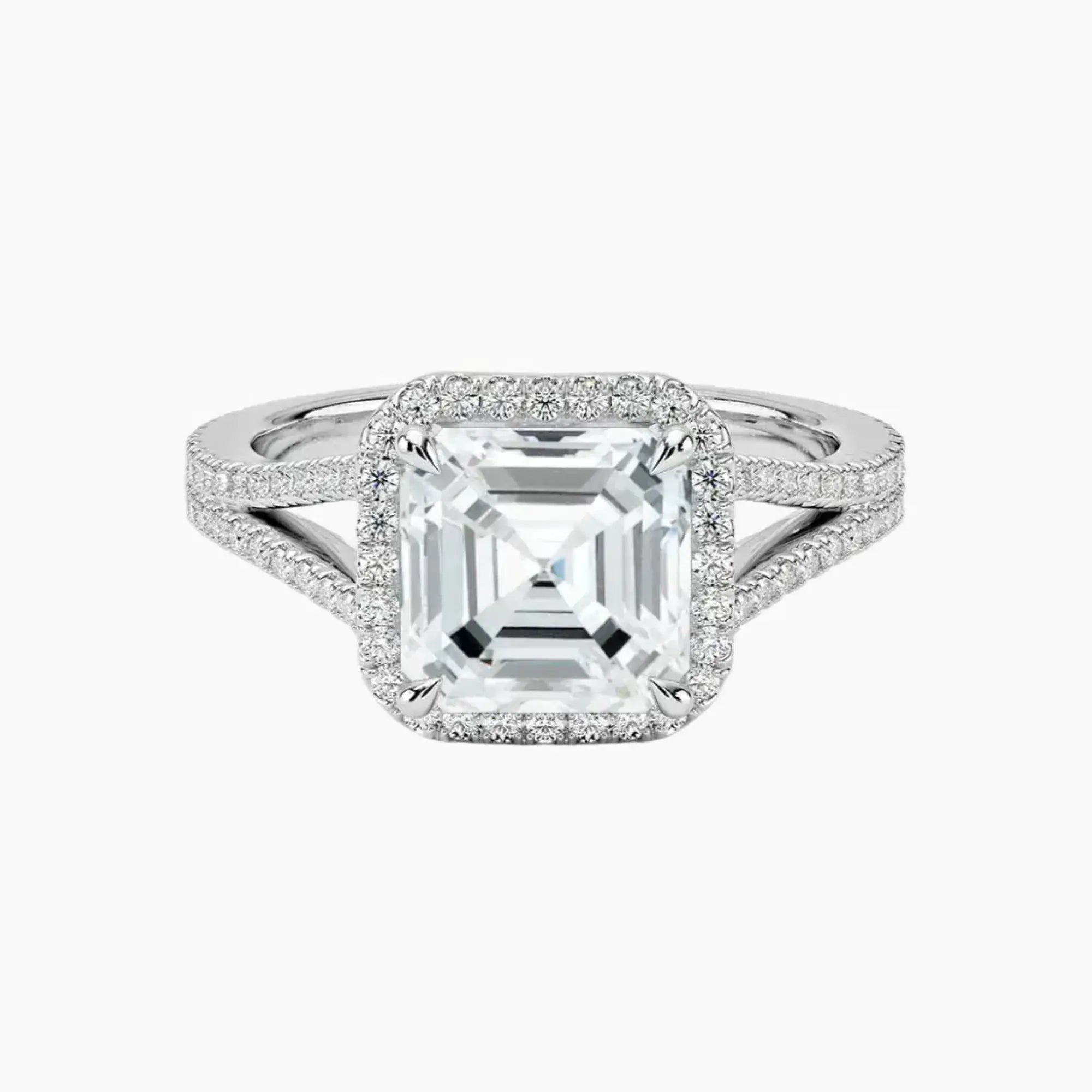 Zephyrine Asscher Designer 3 Carat Lab Grown Diamond Engagement Ring in 14K Rose Gold