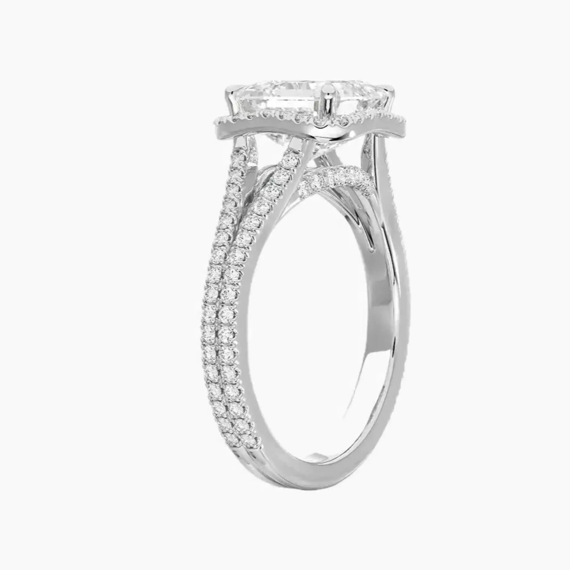 Zephyrine Asscher Designer 3 Carat Lab Grown Diamond Engagement Ring in 14K Rose Gold