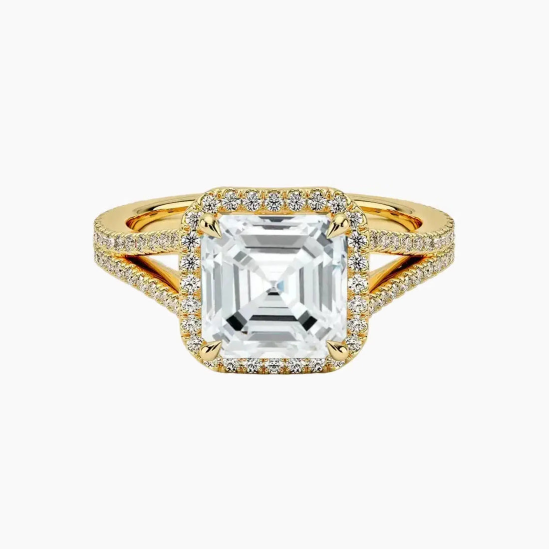 Zephyrine Asscher Designer 2 Carat Lab Grown Diamond Engagement Ring in 14K Rose Gold