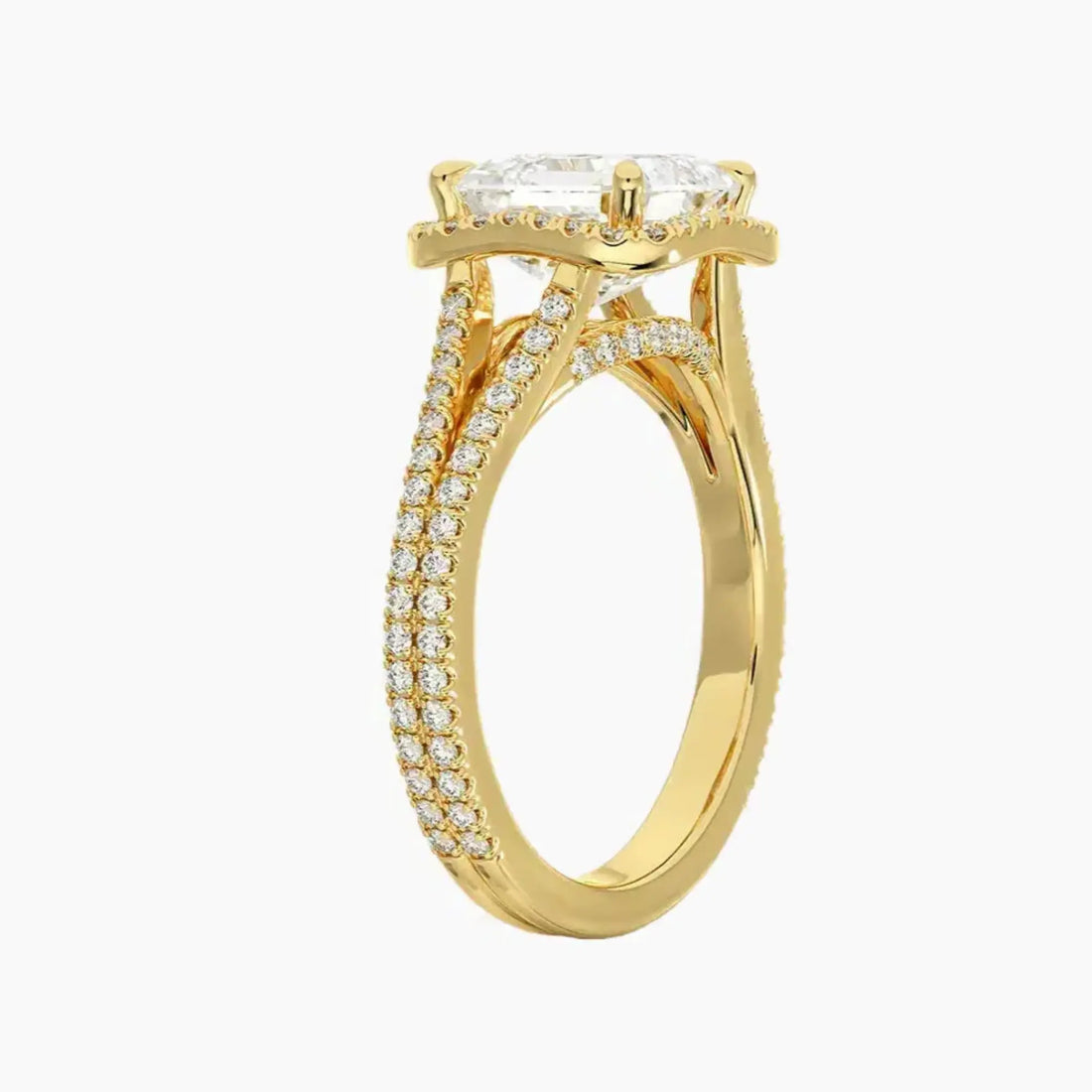 Zephyrine Asscher Designer 2.5 Carat Lab Grown Diamond Engagement Ring in 14K Yellow Gold