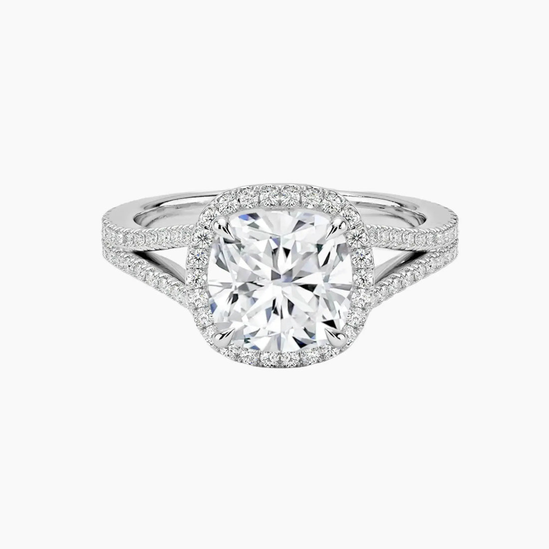 Zephyrine Cushion Designer 1 Carat Lab Grown Diamond Engagement Ring in 14K White Gold