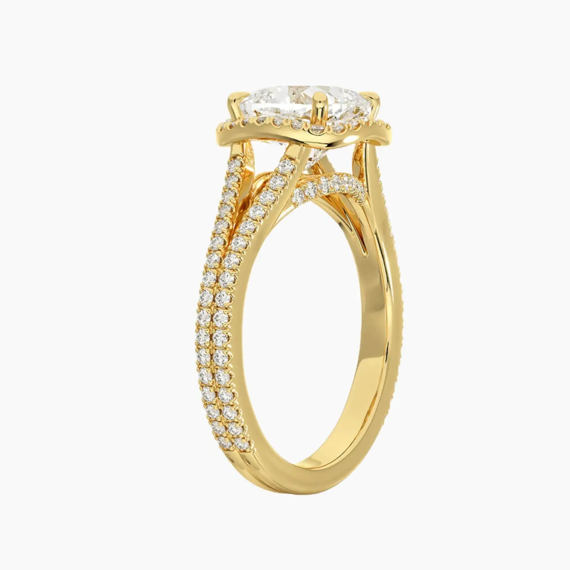 Zephyrine Cushion Designer 1 Carat Lab Grown Diamond Engagement Ring in 14K Yellow Gold