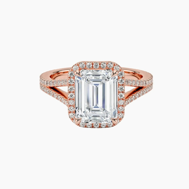 Zephyrine Emerald Designer 1.5 Carat Lab Grown Diamond Engagement Ring in 14K Rose Gold