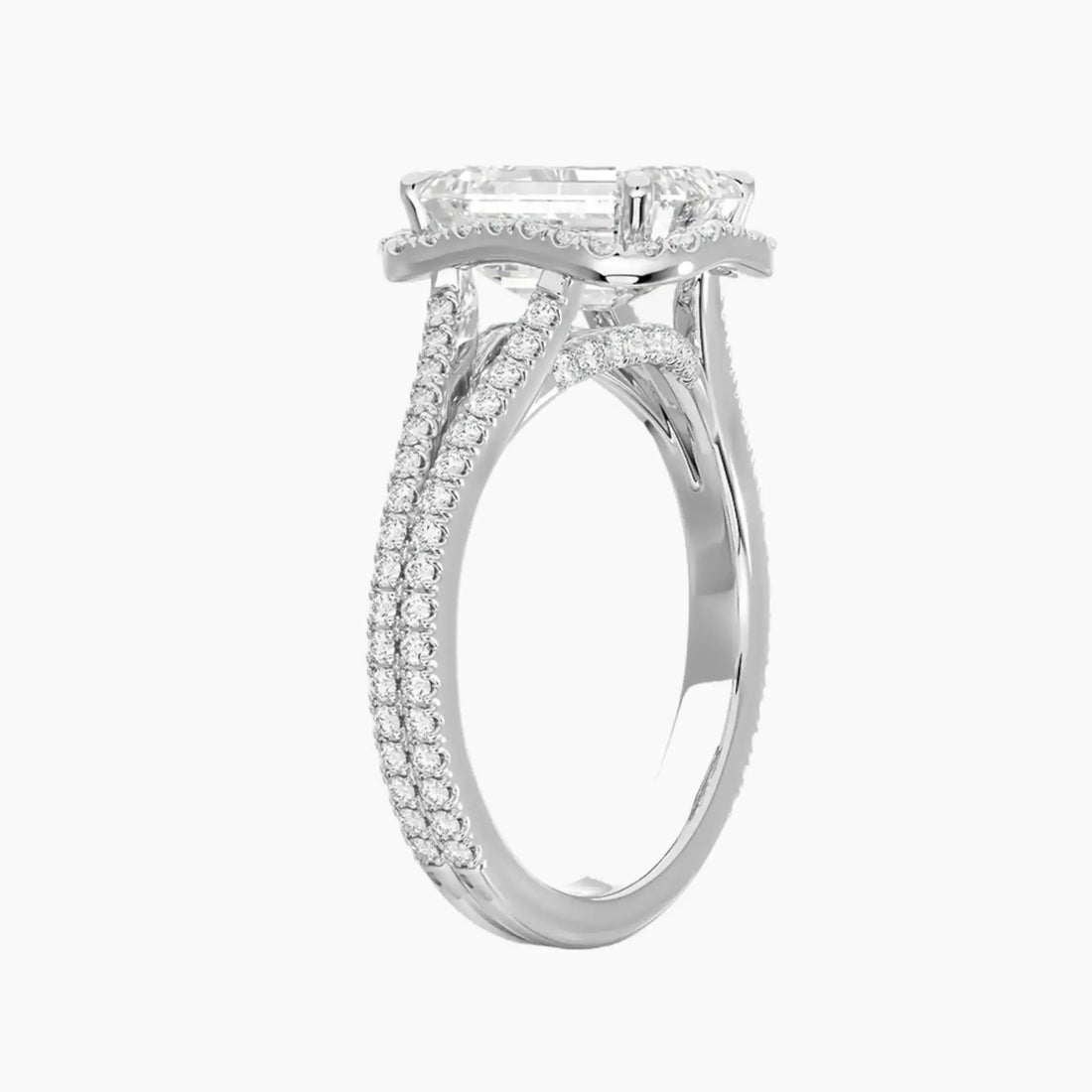 Zephyrine Emerald Designer Diamond Ring Setting in 18K White Gold