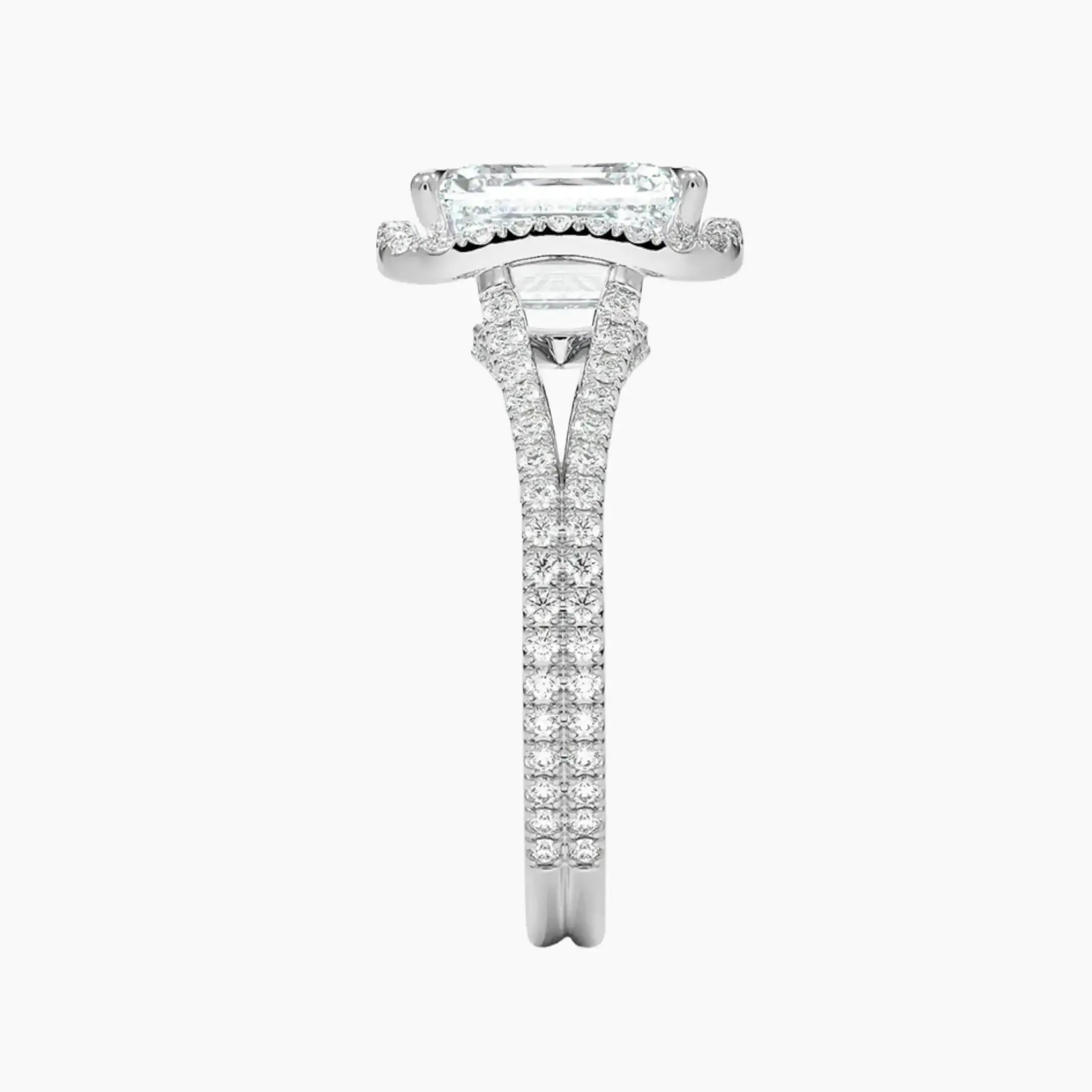 Zephyrine Emerald Designer 2.5 Carat Lab Grown Diamond Engagement Ring in 14K White Gold