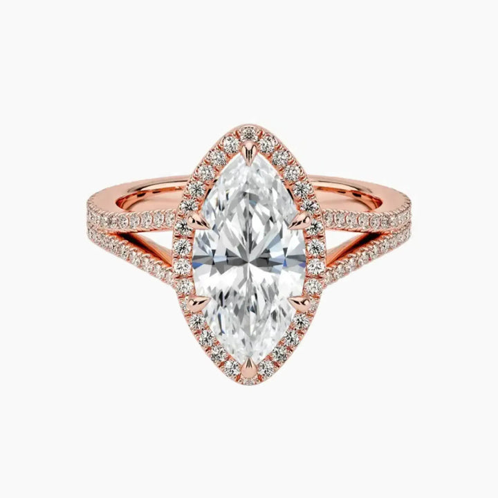 Zephyrine Marquise Designer 3 Carat Lab Grown Diamond Engagement Ring in 14K Rose Gold