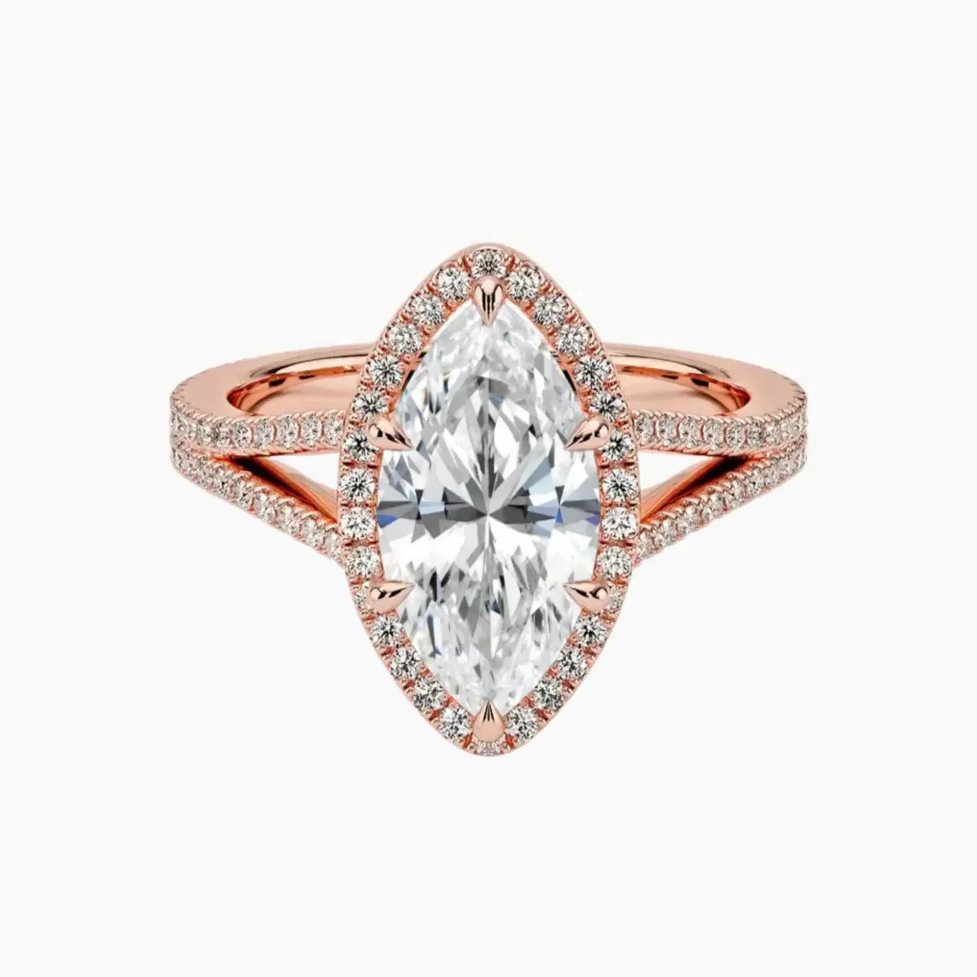 Zephyrine Marquise Designer 3 Carat Lab Grown Diamond Engagement Ring in 14K White Gold