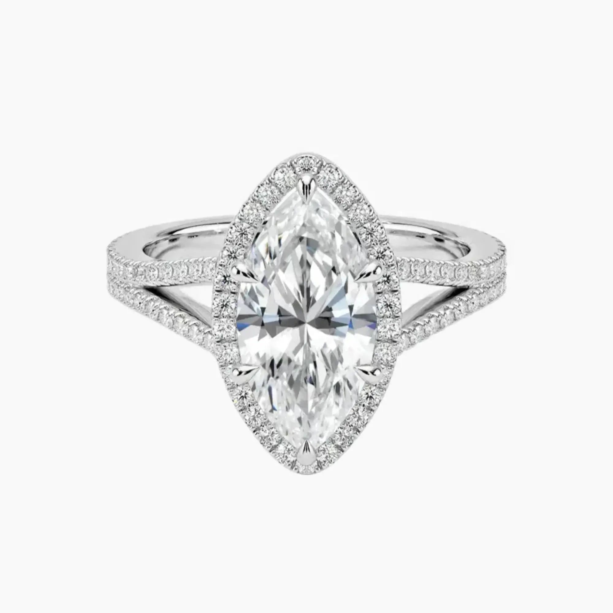Zephyrine Marquise Designer Diamond Ring Setting in 14K White Gold