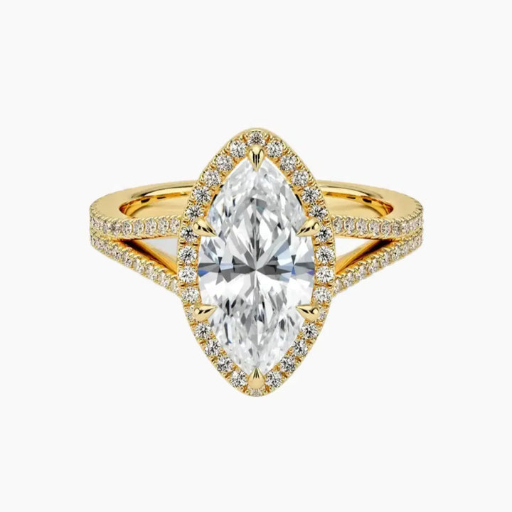 Zephyrine Marquise Designer 1.5 Carat Lab Grown Diamond Engagement Ring in 14K Yellow Gold
