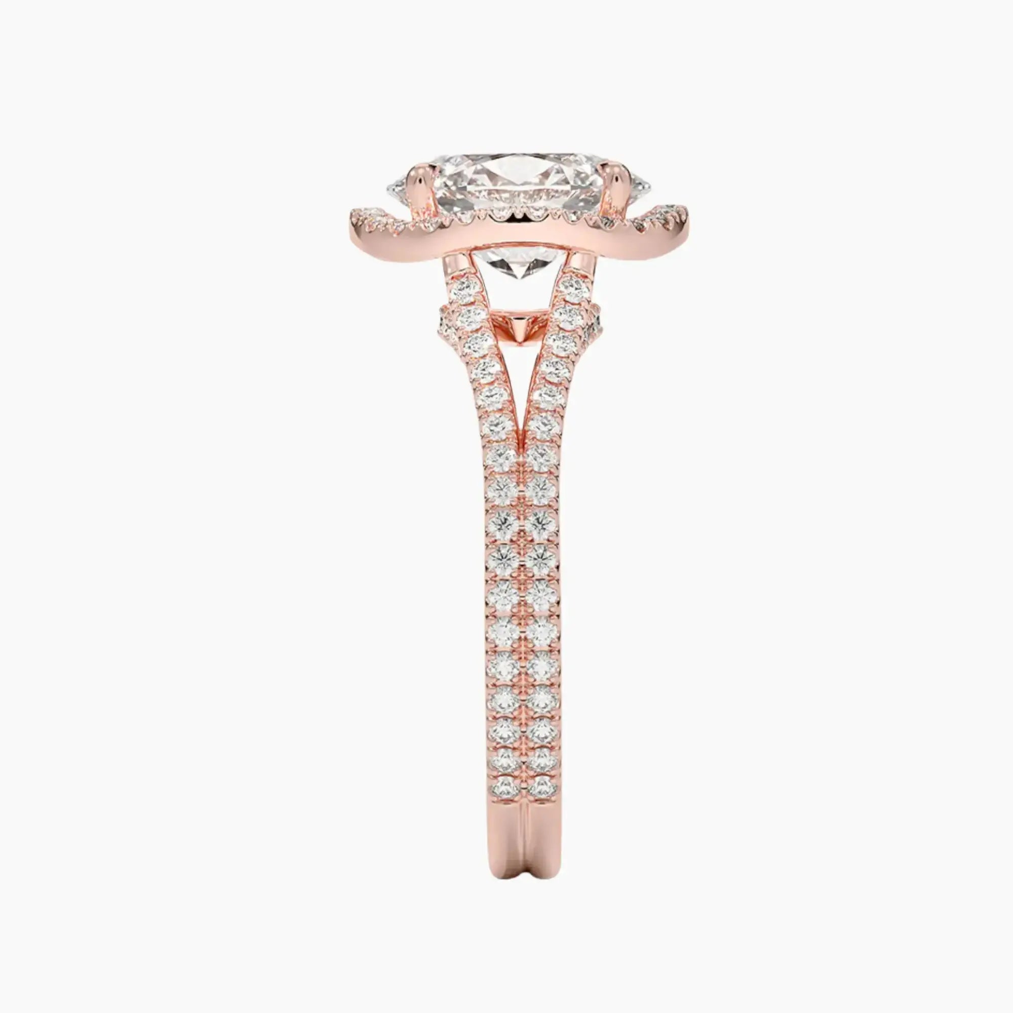 Zephyrine Oval Designer 1 Carat Lab Grown Diamond Engagement Ring in 14K Rose Gold