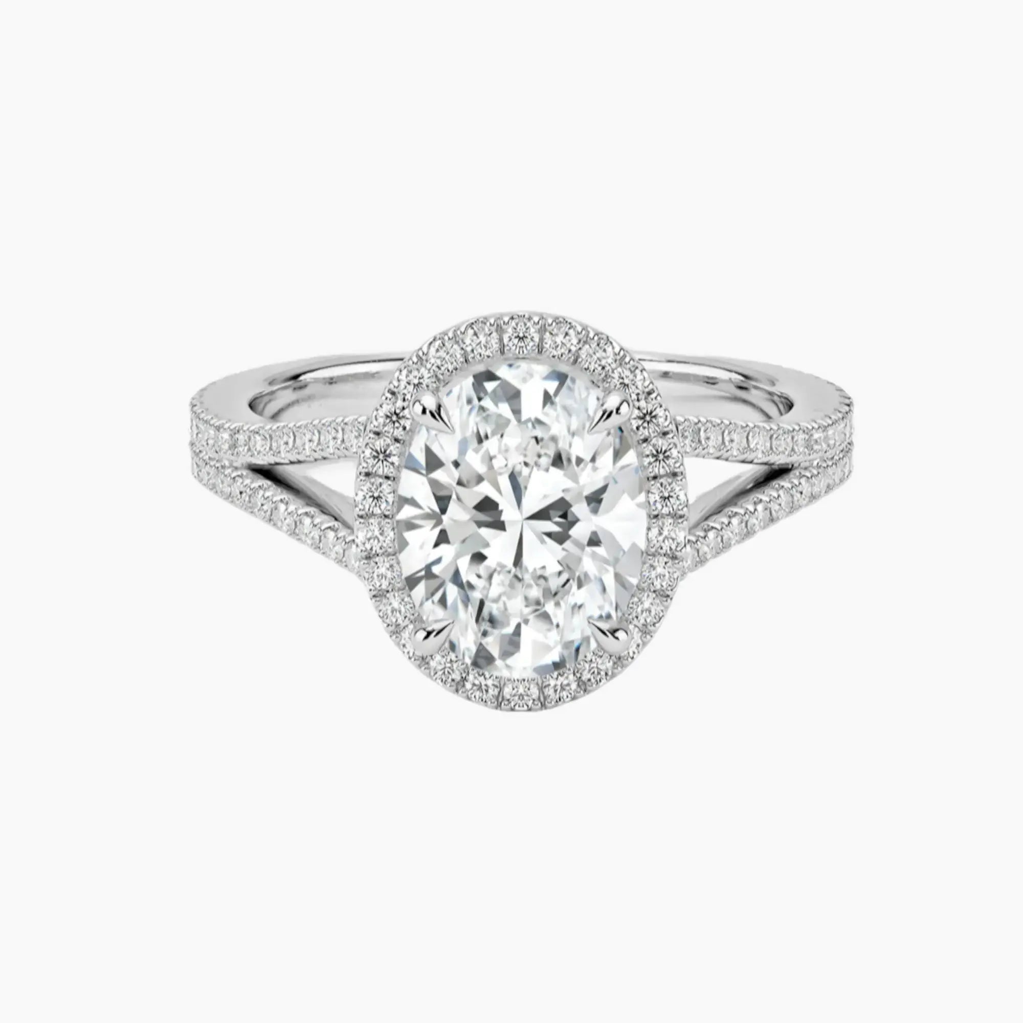 Zephyrine Oval Designer 2.5 Carat Lab Grown Diamond Engagement Ring in 14K White Gold