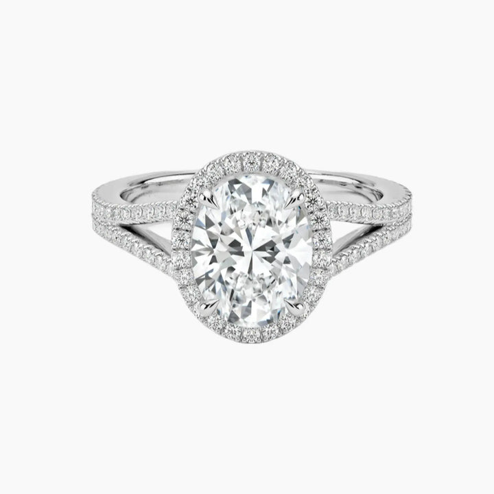 Zephyrine Oval Designer 3 Carat Lab Grown Diamond Engagement Ring in 18K White Gold