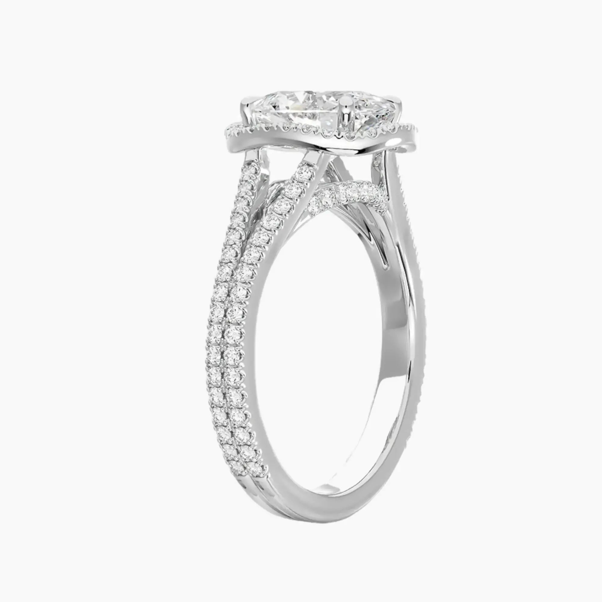 Zephyrine Oval Designer 3 Carat Lab Grown Diamond Engagement Ring in 14K White Gold