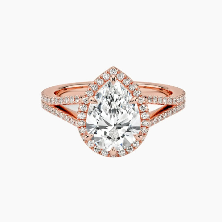Zephyrine Pear Designer 1.5 Carat Lab Grown Diamond Engagement Ring in 14K Rose Gold