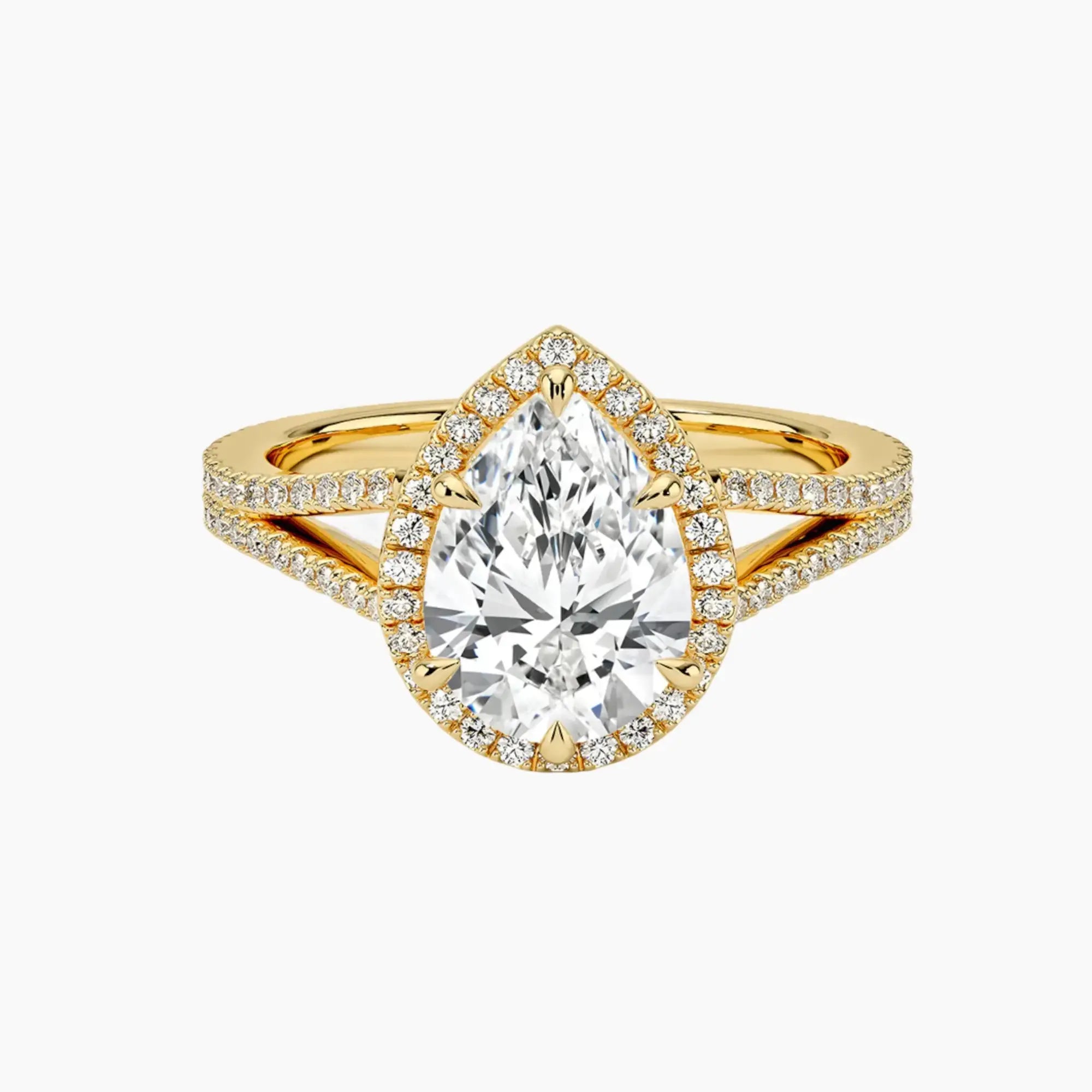 Zephyrine Pear Designer 1 Carat Lab Grown Diamond Engagement Ring in 14K Rose Gold