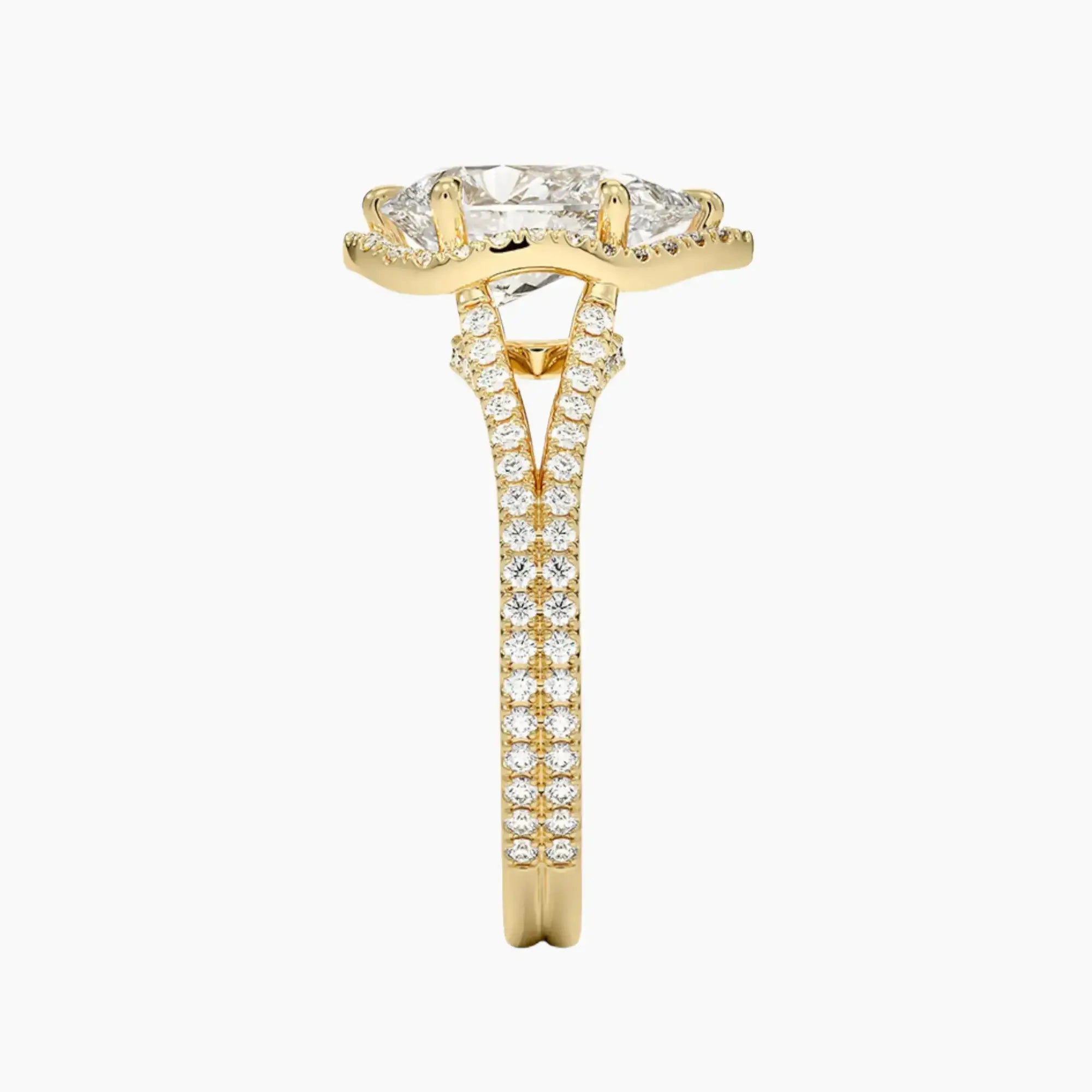 Zephyrine Pear Designer Diamond Ring Setting in 14K Yellow Gold
