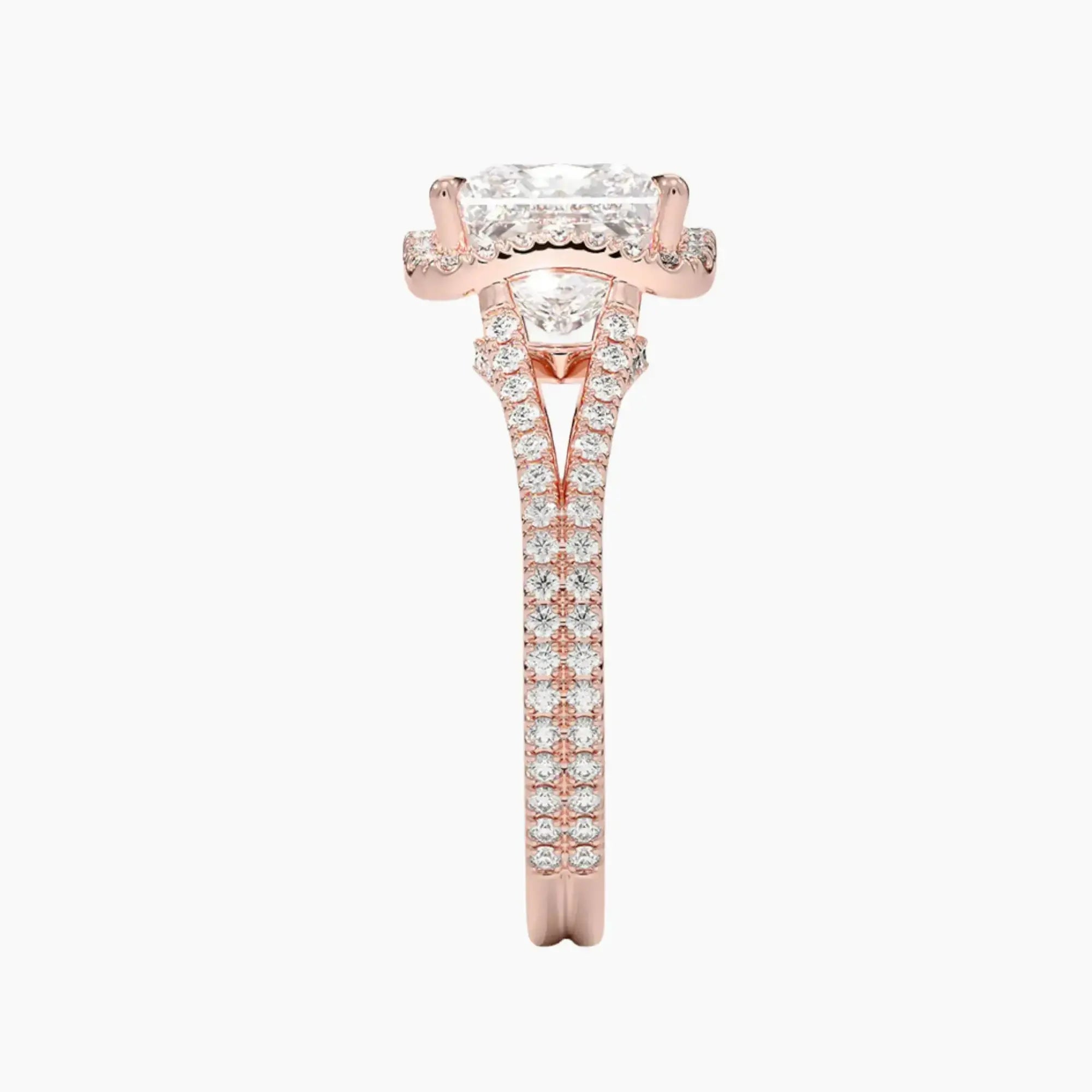 Zephyrine Princess Designer 3 Carat Lab Grown Diamond Engagement Ring in 14K Rose Gold