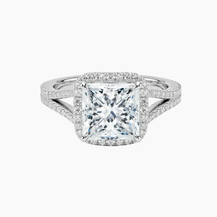 Zephyrine Princess Designer 3 Carat Lab Grown Diamond Engagement Ring in 18K White Gold