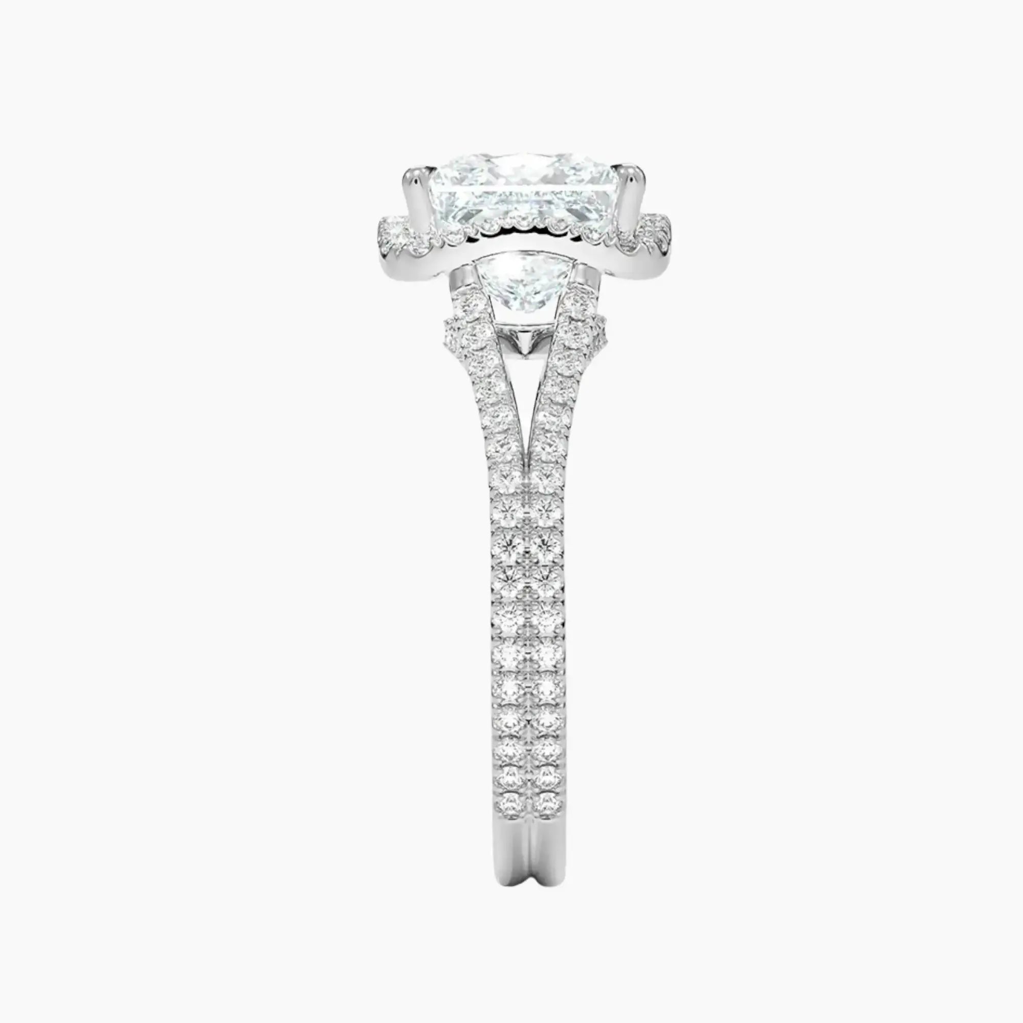 Zephyrine Princess Designer 3 Carat Lab Grown Diamond Engagement Ring in 14K White Gold