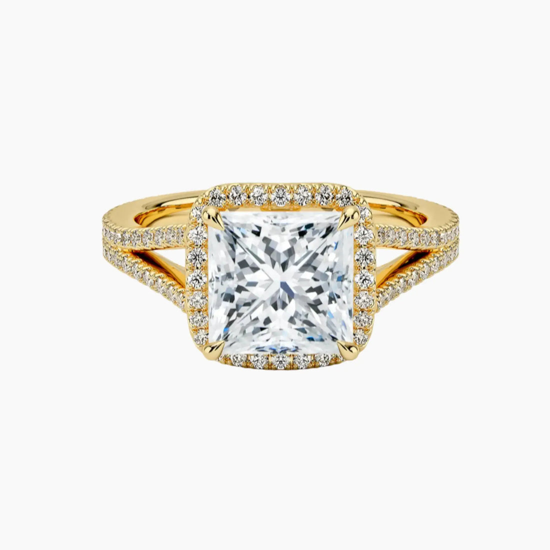 Zephyrine Princess Designer 2 Carat Lab Grown Diamond Engagement Ring in 14K Yellow Gold