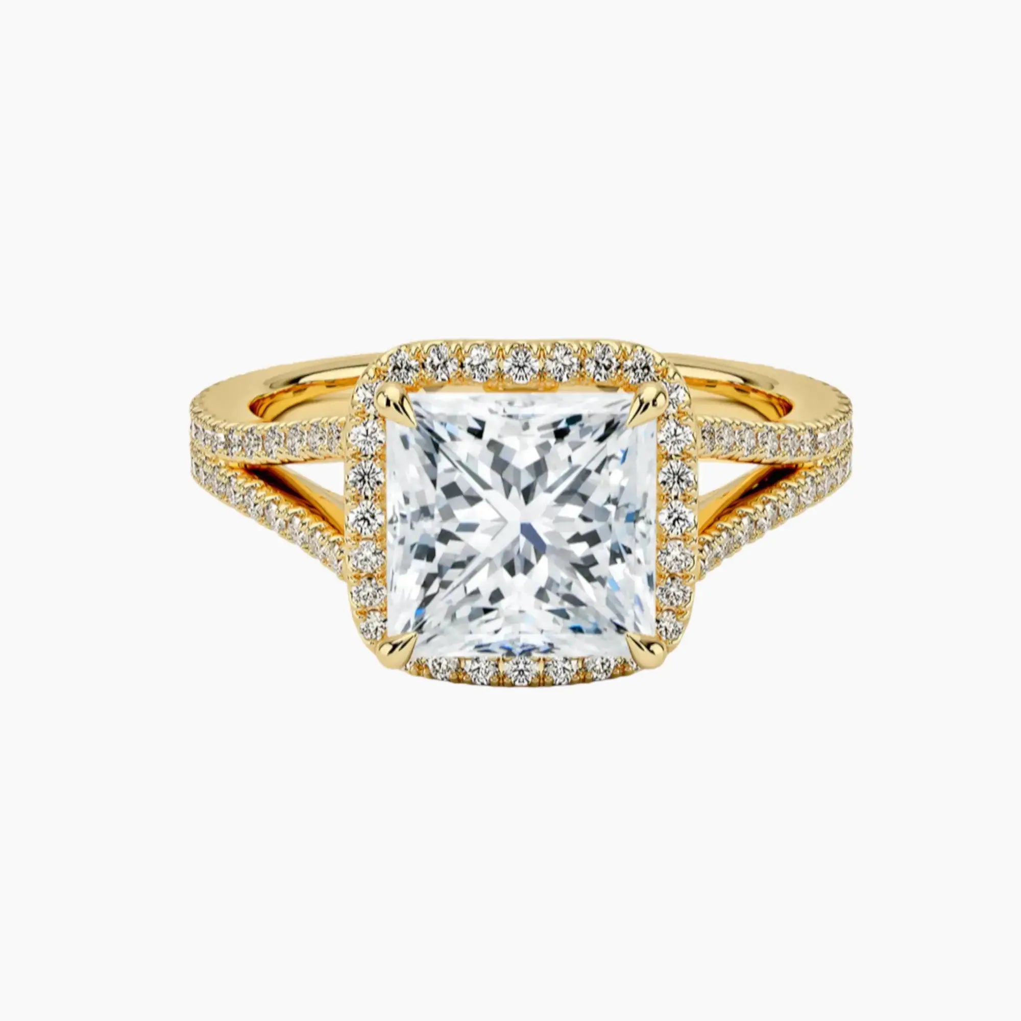 Zephyrine Princess Designer 1.5 Carat Lab Grown Diamond Engagement Ring in 18K Yellow Gold