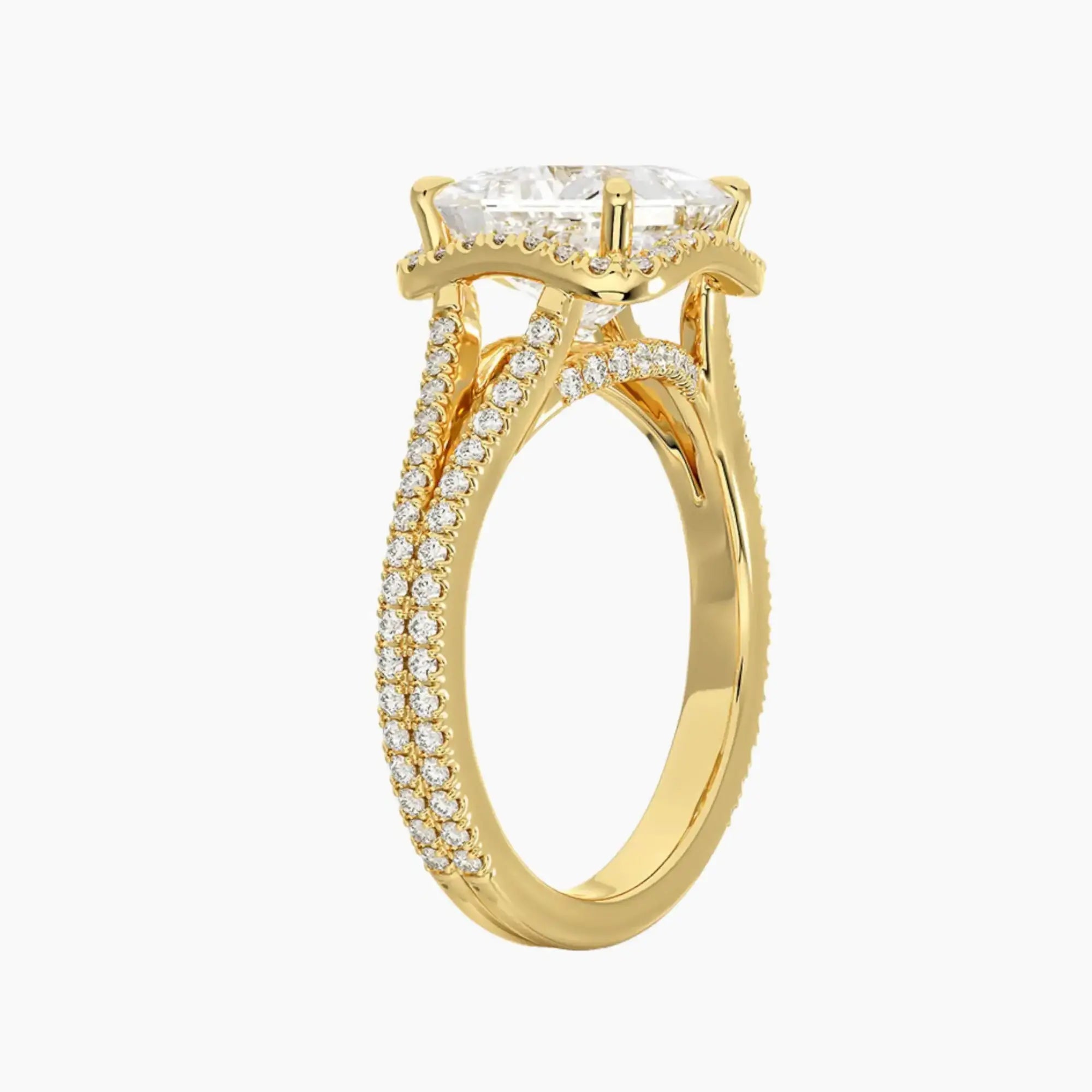 Zephyrine Princess Designer 2 Carat Lab Grown Diamond Engagement Ring in 18K Yellow Gold