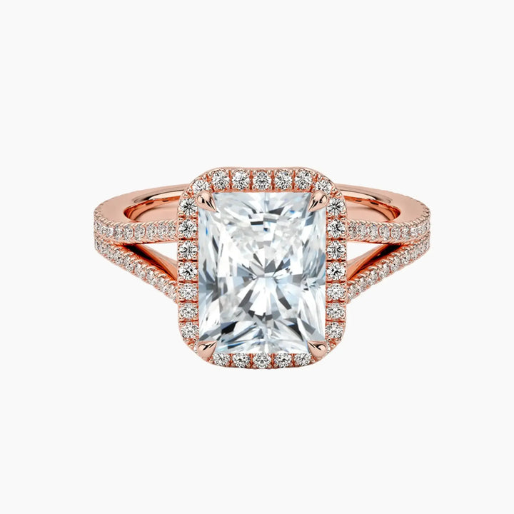 Zephyrine Radiant Designer 1.5 Carat Lab Grown Diamond Engagement Ring in 14K Rose Gold