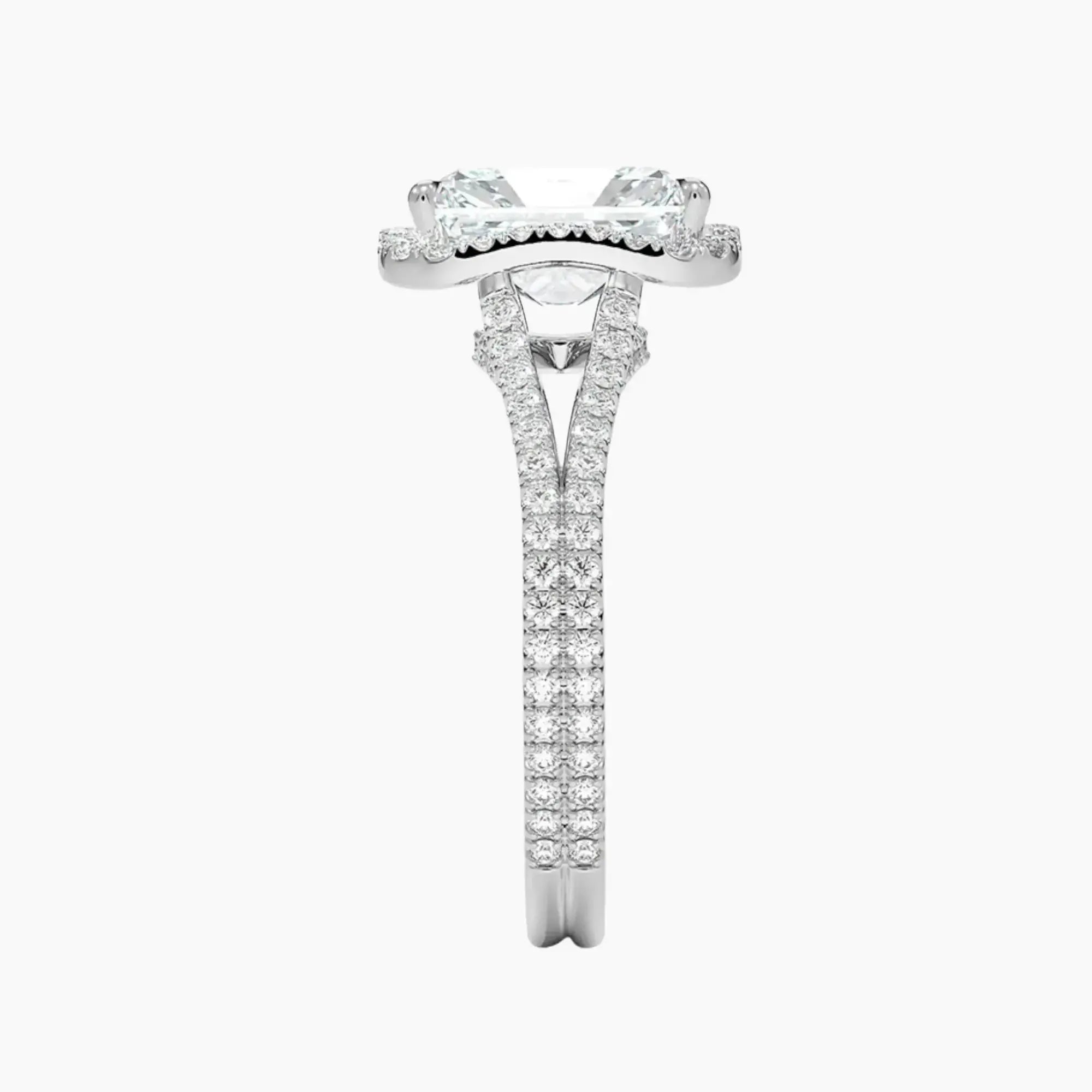 Zephyrine Radiant Designer 3 Carat Lab Grown Diamond Engagement Ring in 18K White Gold