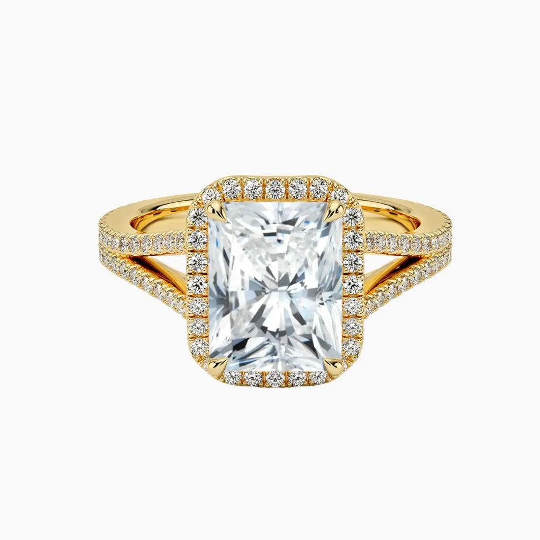 Zephyrine Radiant Designer 1.5 Carat Lab Grown Diamond Engagement Ring in 14K Yellow Gold