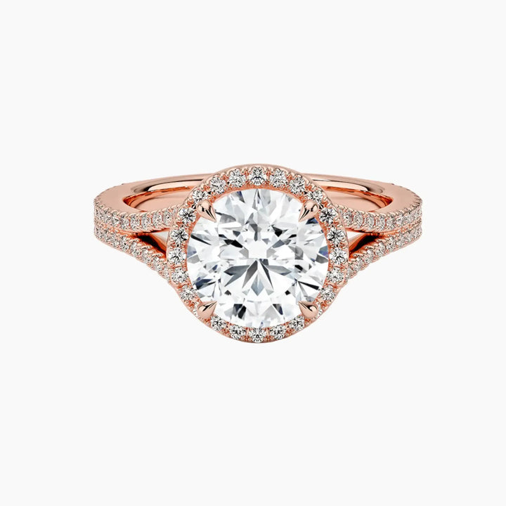 Zephyrine Round Designer 2.5 Carat Lab Grown Diamond Engagement Ring in 18K Rose Gold