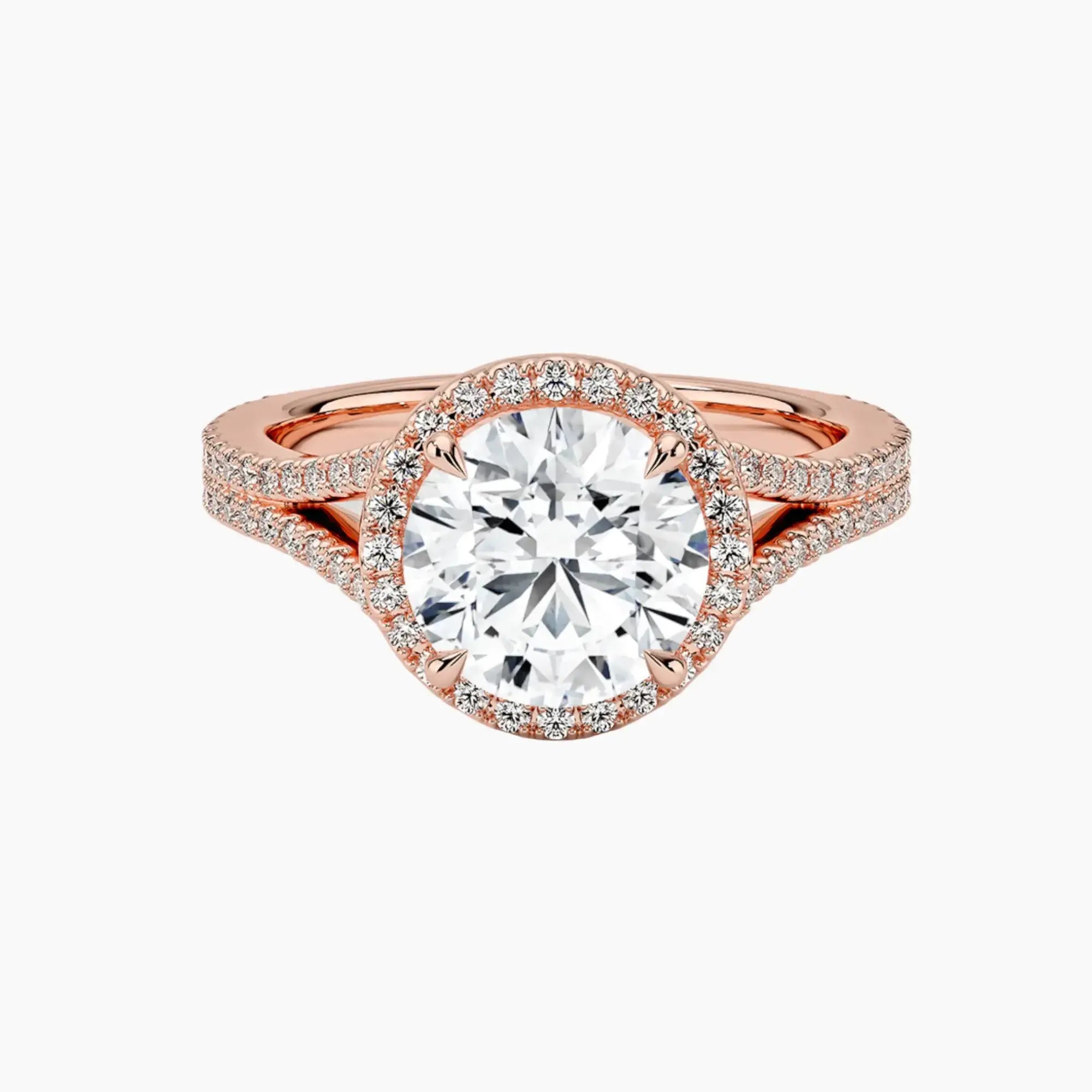 Zephyrine Round Designer 3 Carat Lab Grown Diamond Engagement Ring in 18K Yellow Gold