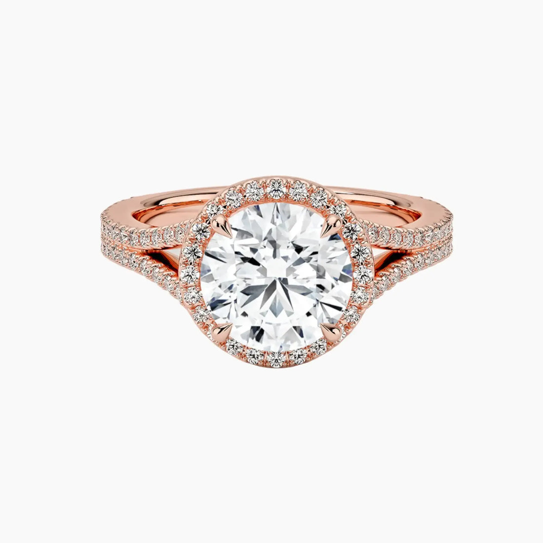 Zephyrine Round Designer 2.5 Carat Lab Grown Diamond Engagement Ring in 18K Yellow Gold