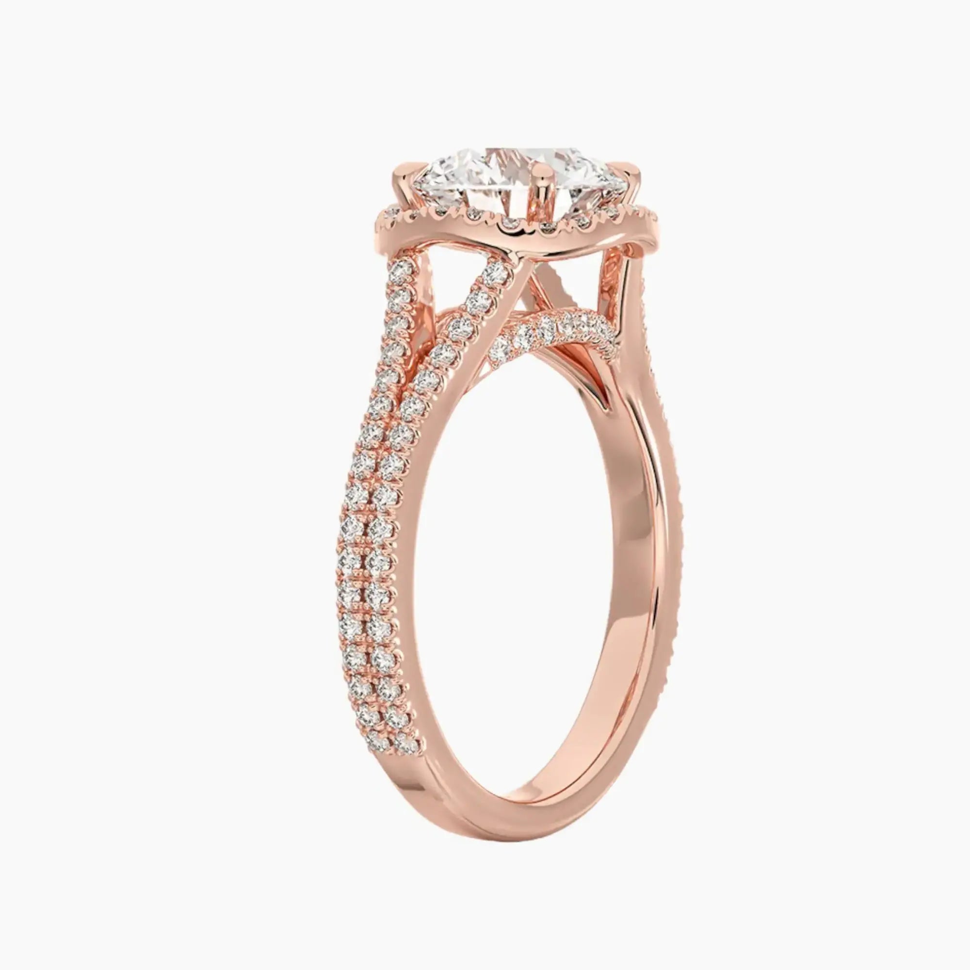 Zephyrine Round Designer 1.5 Carat Lab Grown Diamond Engagement Ring in 18K Rose Gold