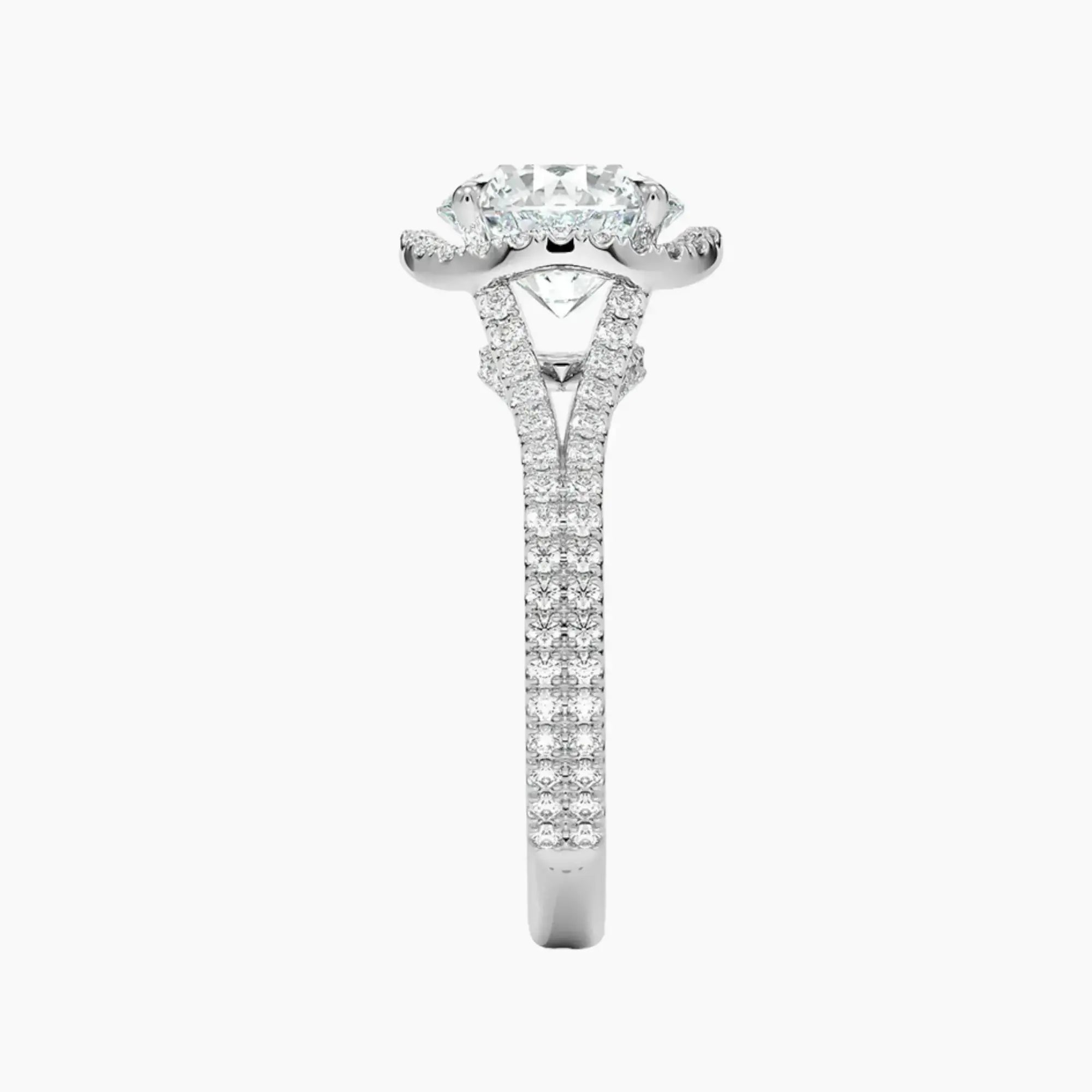 Zephyrine Round Designer 1.5 Carat Lab Grown Diamond Engagement Ring in 14K White Gold