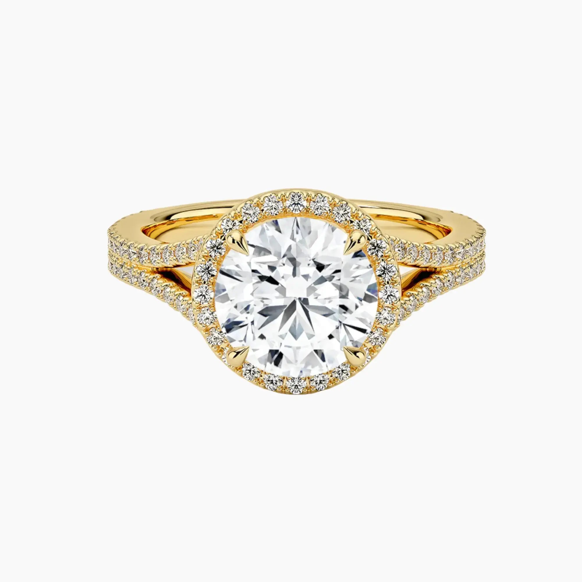 Zephyrine Round Designer 1.5 Carat Lab Grown Diamond Engagement Ring in 18K White Gold