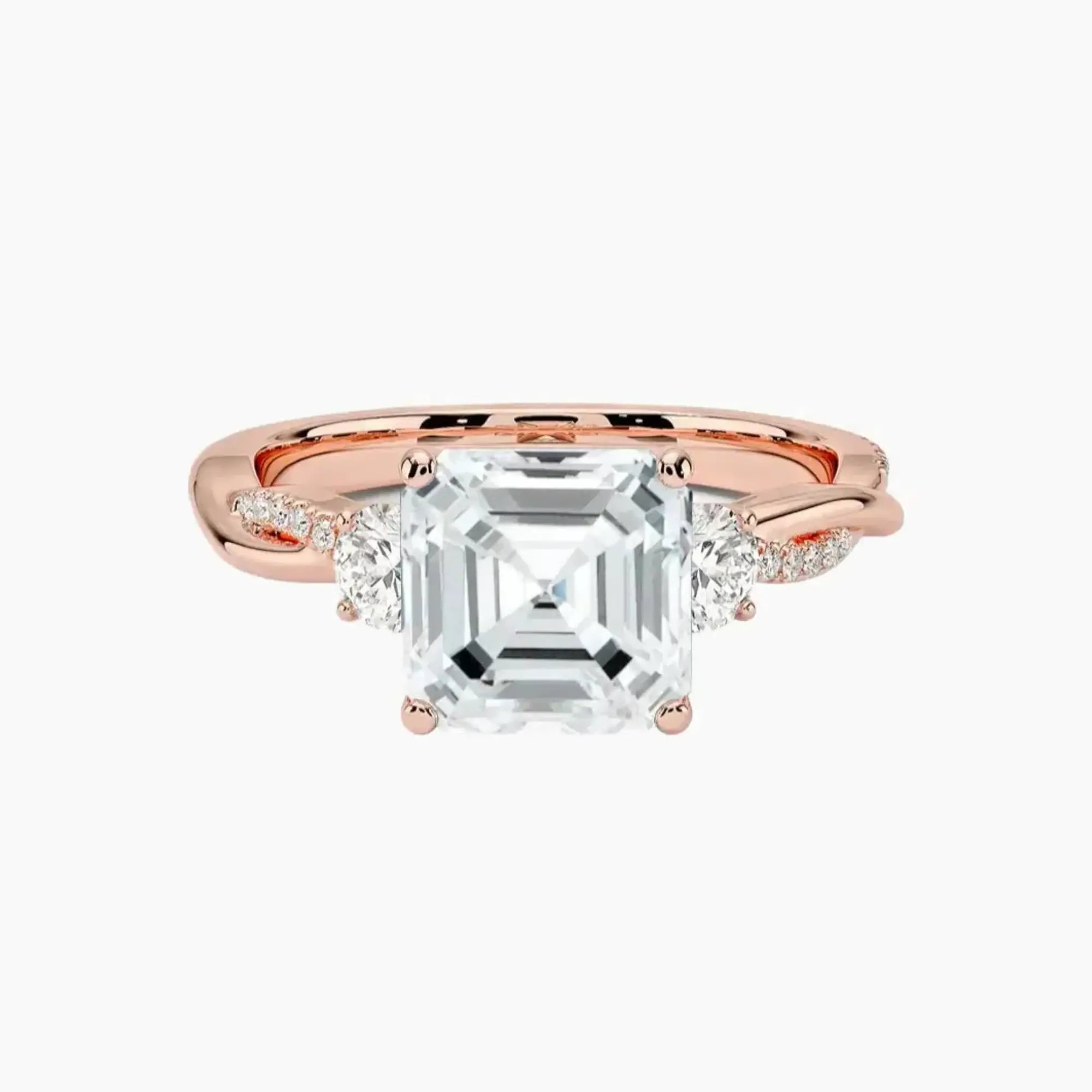 Calista Twisted Asscher Designer 1 Carat Lab Grown Diamond Engagement Ring in 18K Yellow Gold