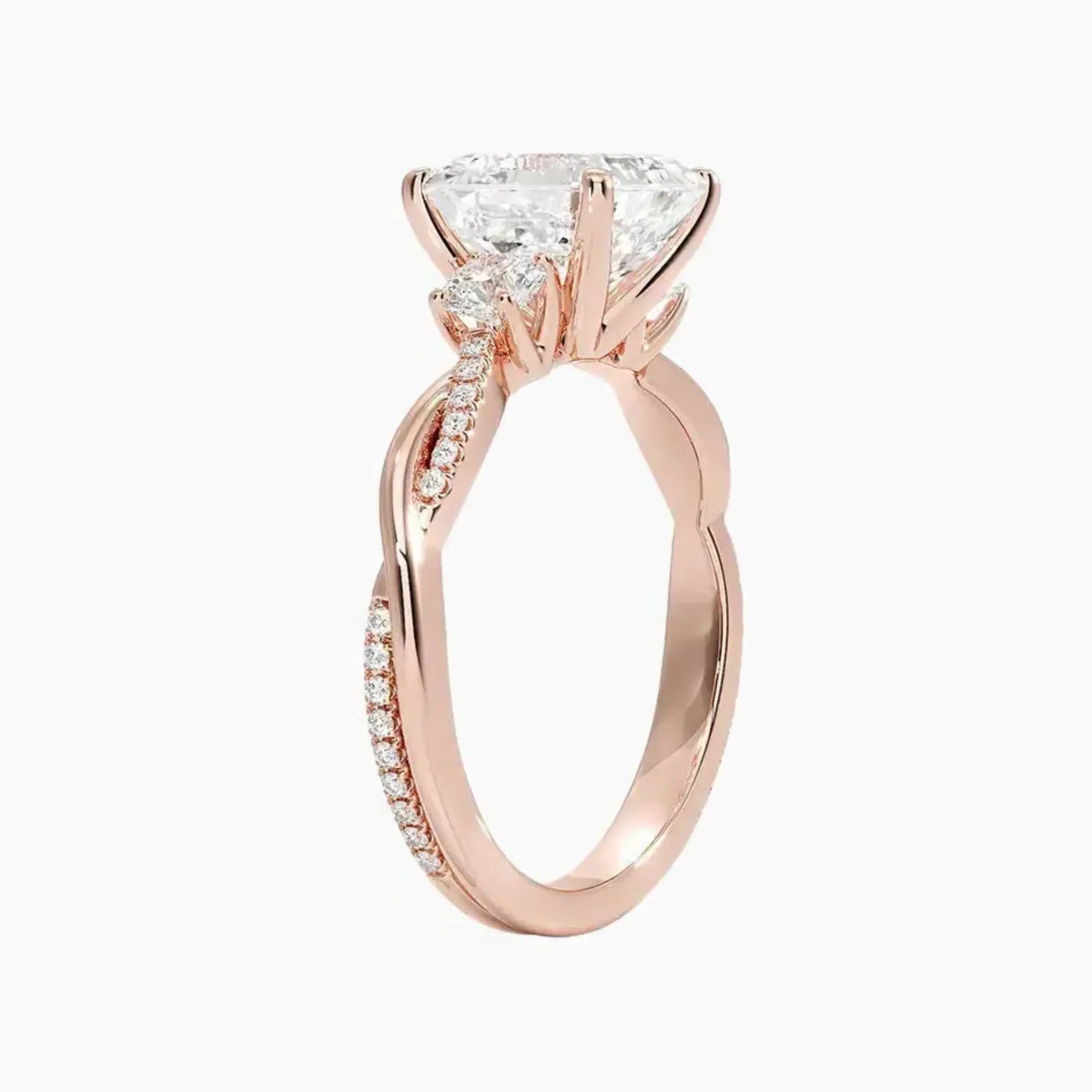 Calista Twisted Asscher Designer 1 Carat Lab Grown Diamond Engagement Ring in 14K Yellow Gold