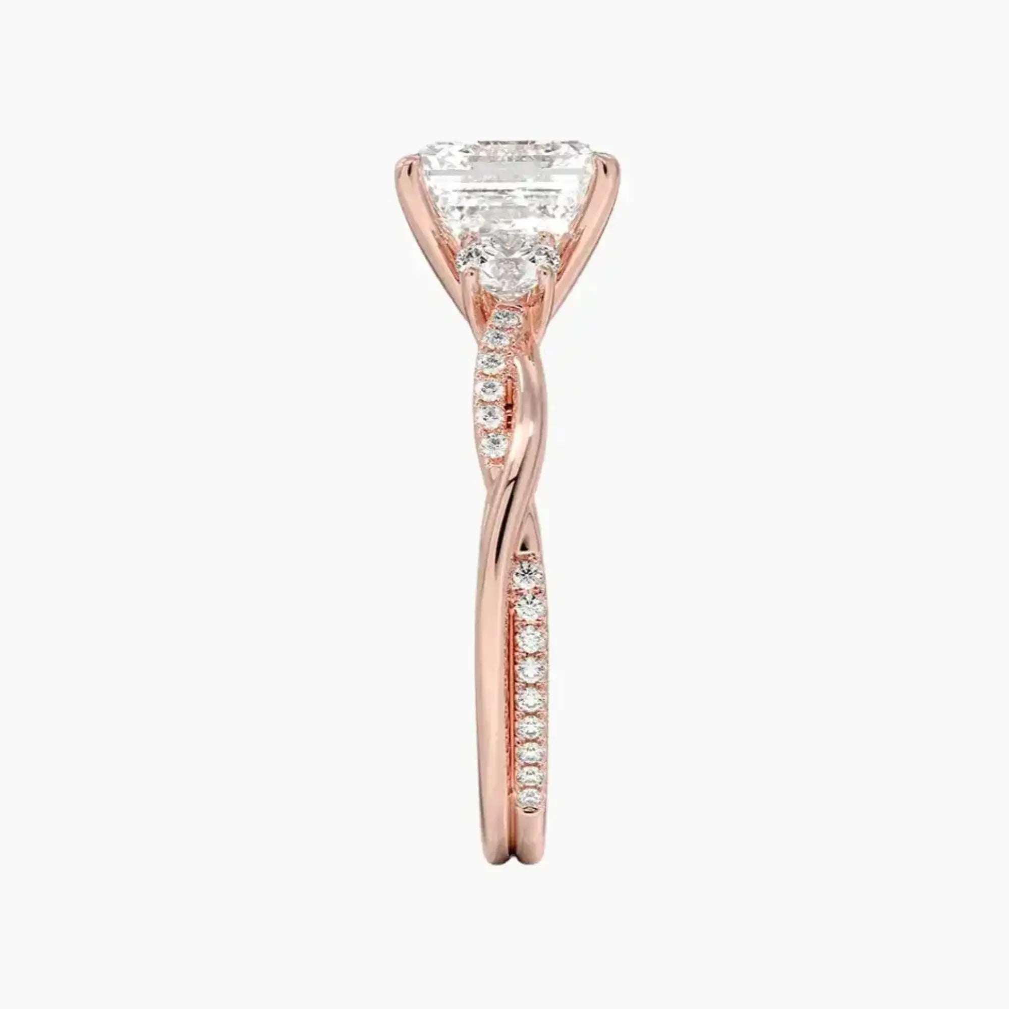 Calista Twisted Asscher Designer 1 Carat Lab Grown Diamond Engagement Ring in 14K Yellow Gold